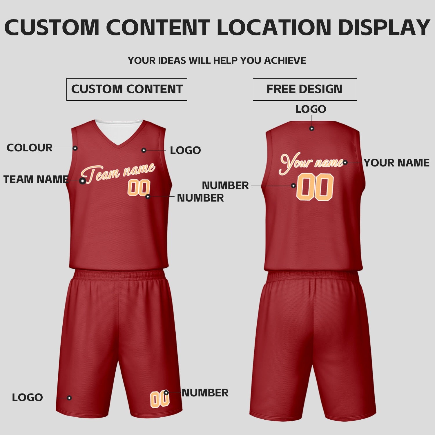 Custom White & Burgundy Reversible Basketball Jersey Shorts Set | Personalized Team Uniform