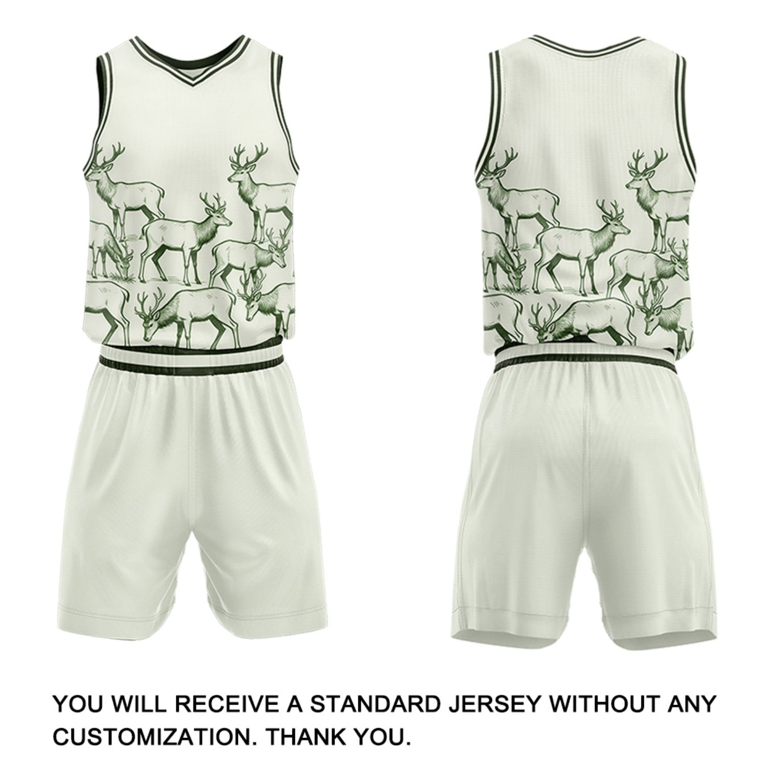 Custom White Deer Theme Basketball Jersey & Shorts Set | Personalized Team Uniform