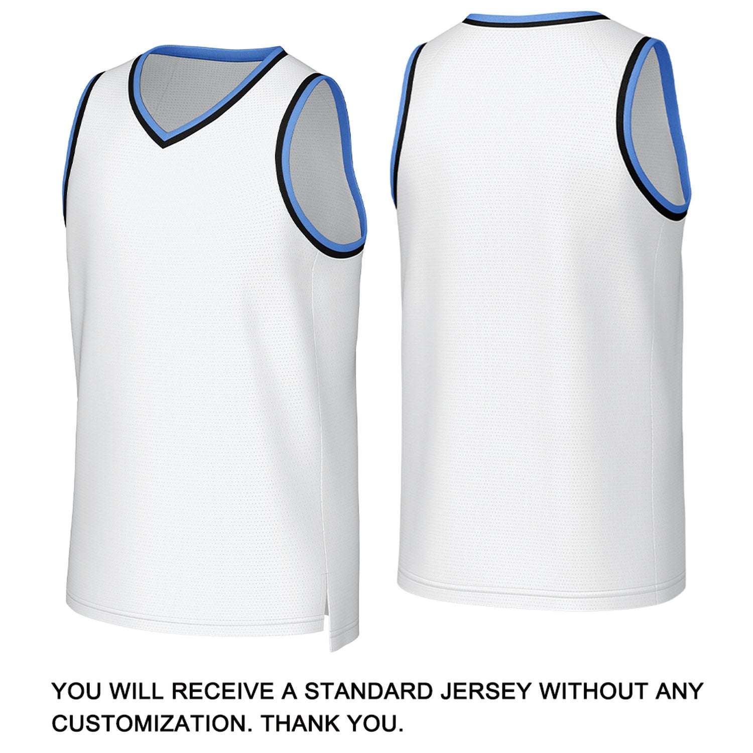 Custom White & Light Blue Basketball Jersey | Personalized Name & Number Team Uniform