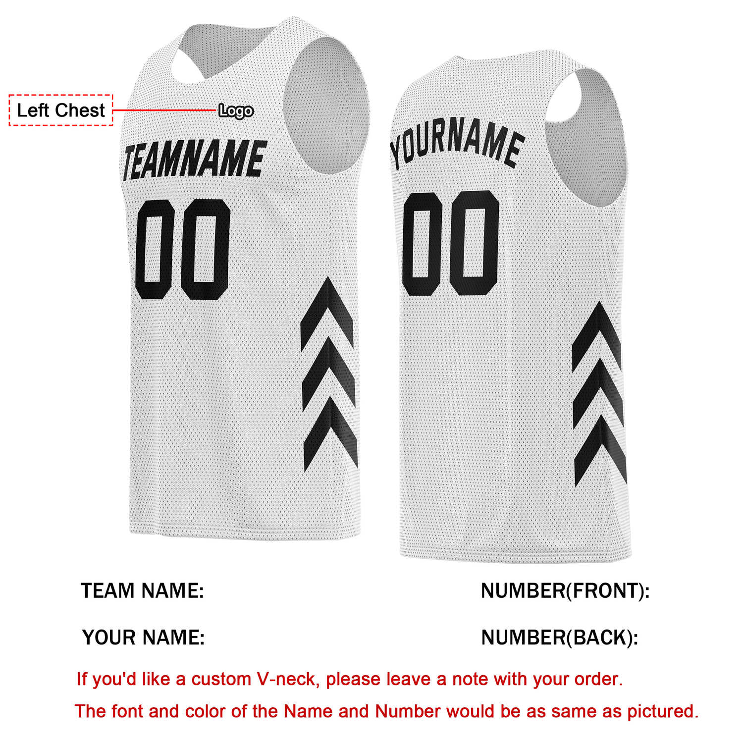 Custom White & Black Chevron Basketball Jersey | Personalized Team Kit - Vosoli