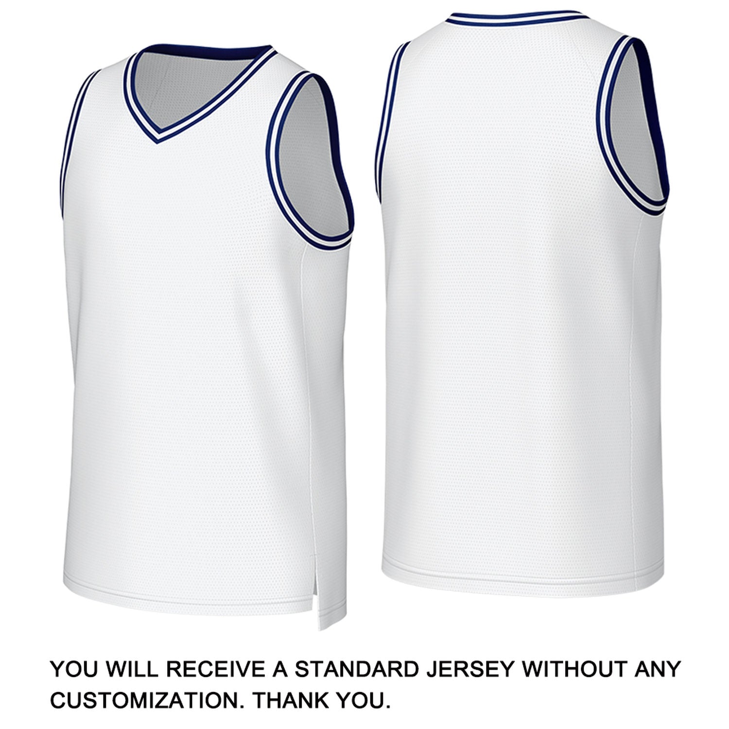 Custom White & Navy Blue Mesh Basketball Jersey | Personalized Name & Number Team Uniform