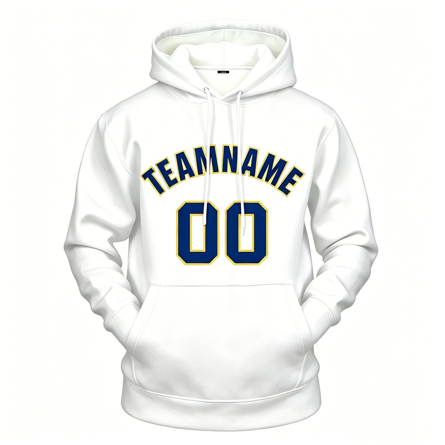 Custom White & Navy Hoodie | Personalized Name & Number Sports Pullover | Vosoli