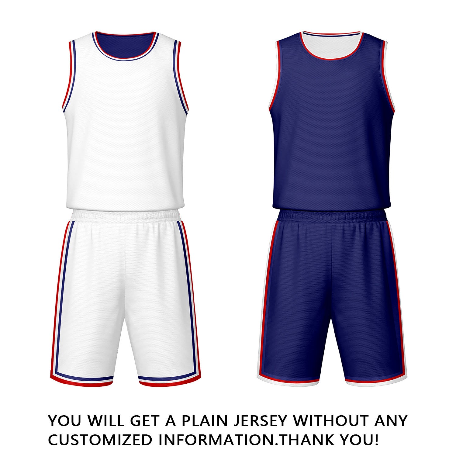 Custom White & Navy Reversible Basketball Jersey Shorts Set | Personalized Team Uniform