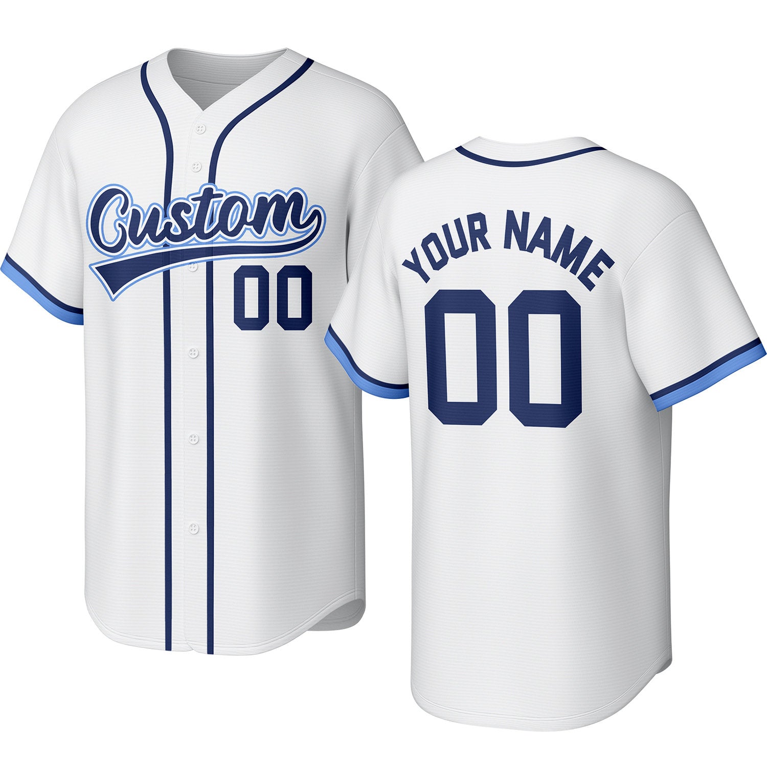 Custom white baseball jersey with stitched logo, personalized name & number, button-front short-sleeve sports uniform for team men women youth game practice - Vosoli