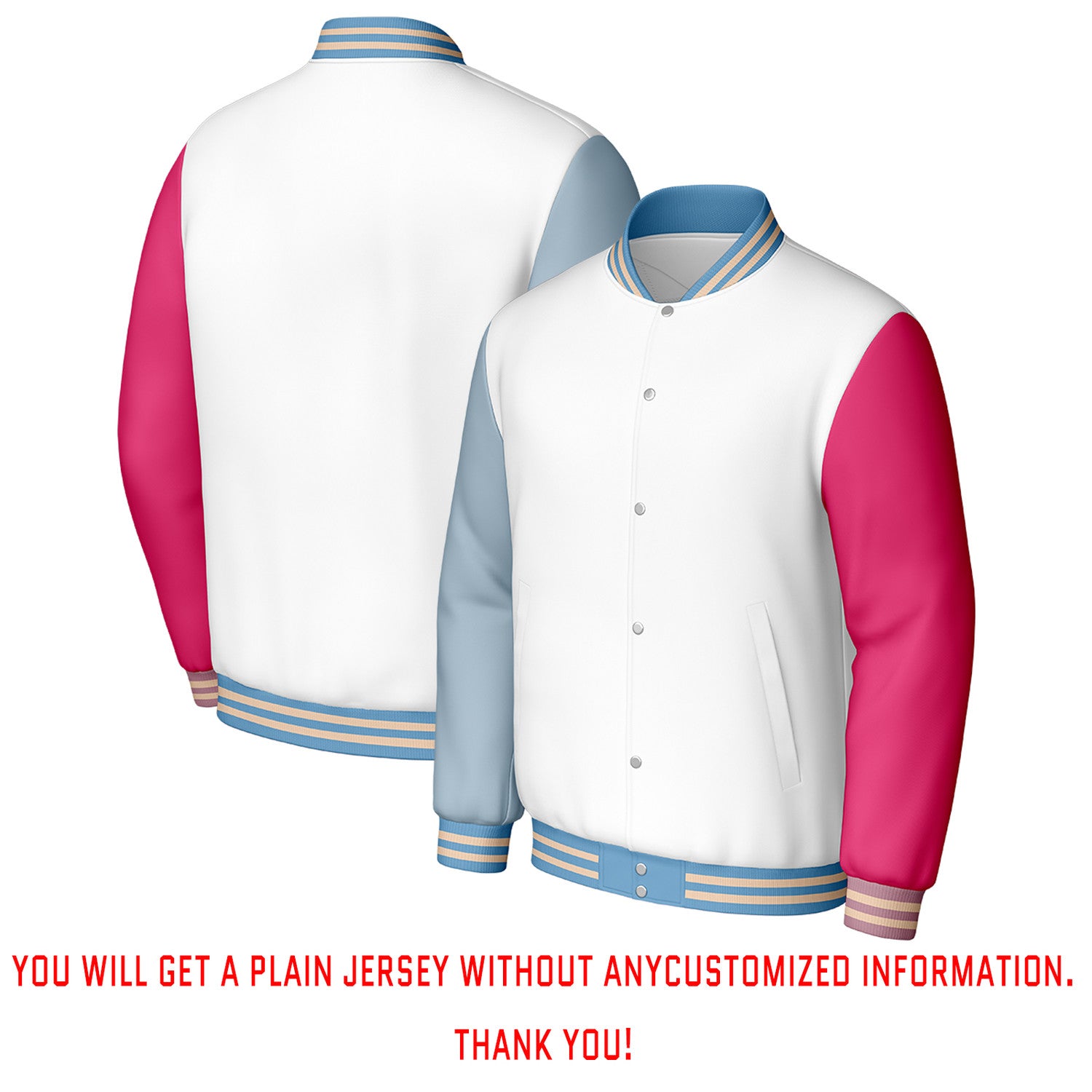 Custom White & Pink Varsity Baseball Jacket | Personalized Letterman Baseball Bomber for Adult & Youth