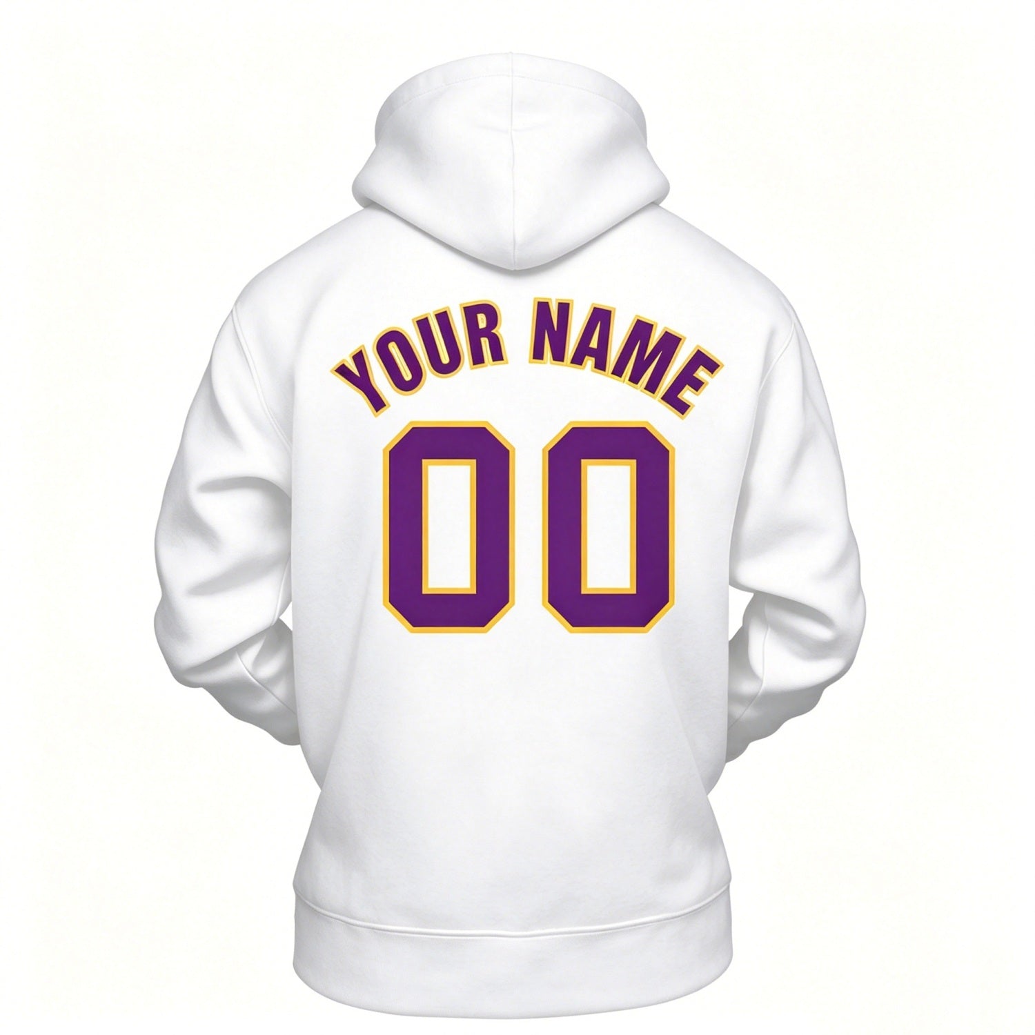Custom White & Purple Hoodie | Personalized Name & Number Sports Pullover | Vosoli