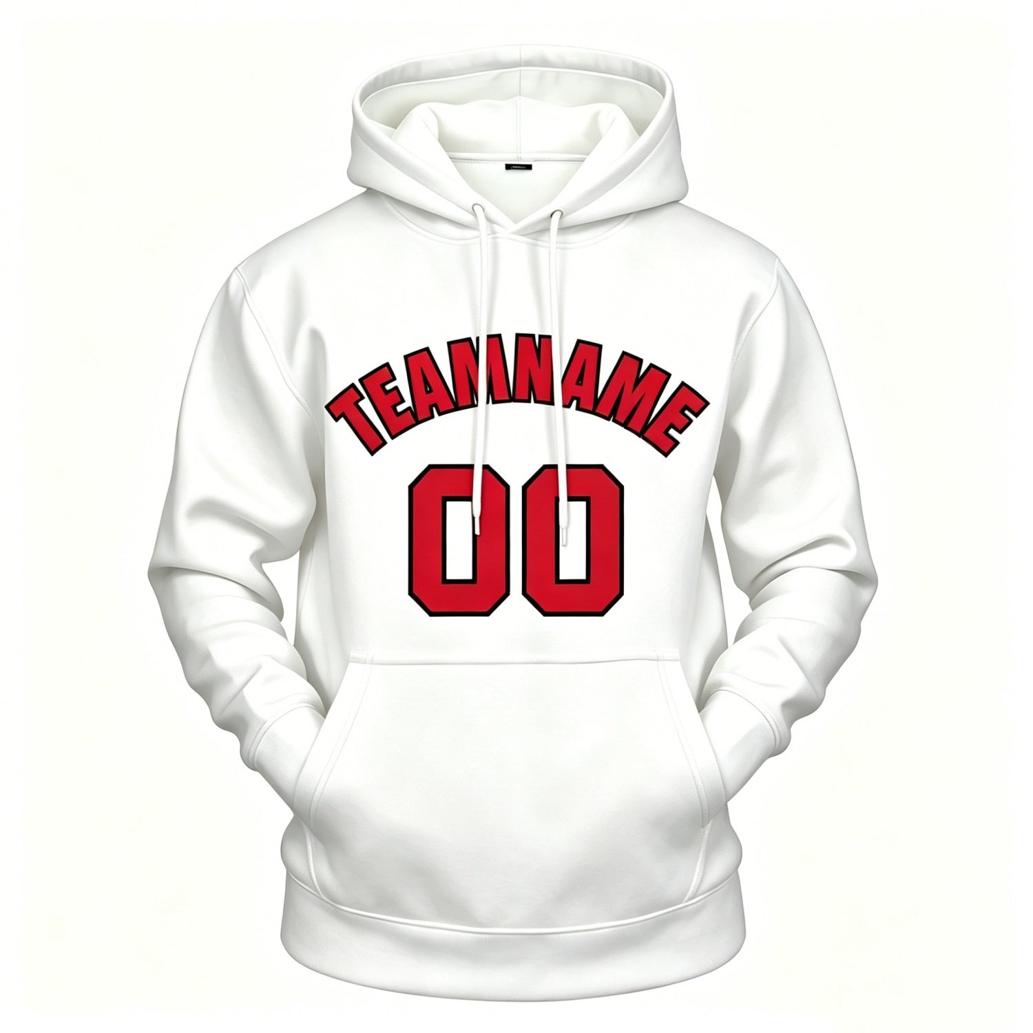 Custom White & Red Hoodie | Personalized Name & Number Sports Pullover | Vosoli