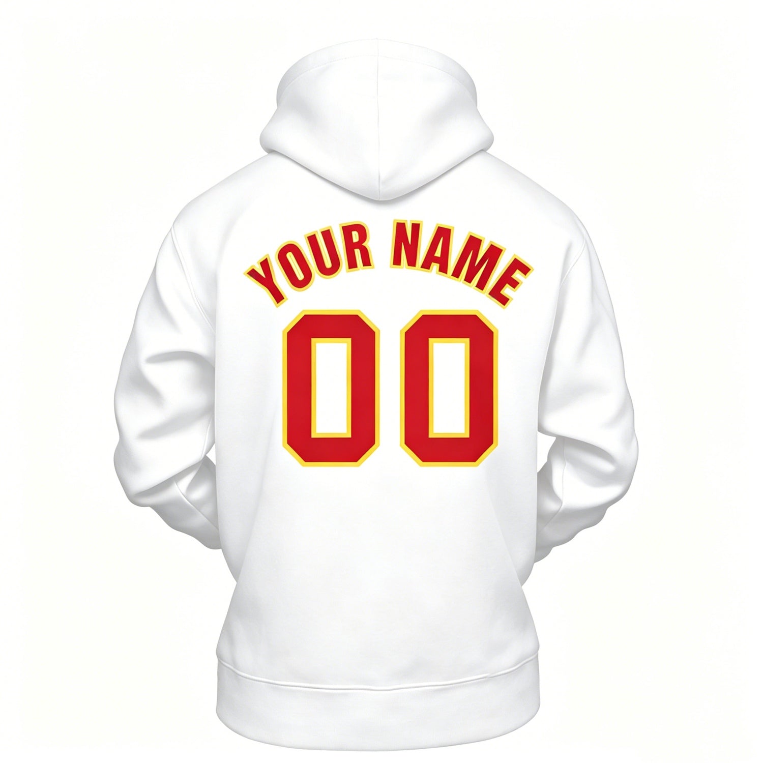 Custom White & Red Hoodie | Personalized Name & Number Sports Pullover | Vosoli