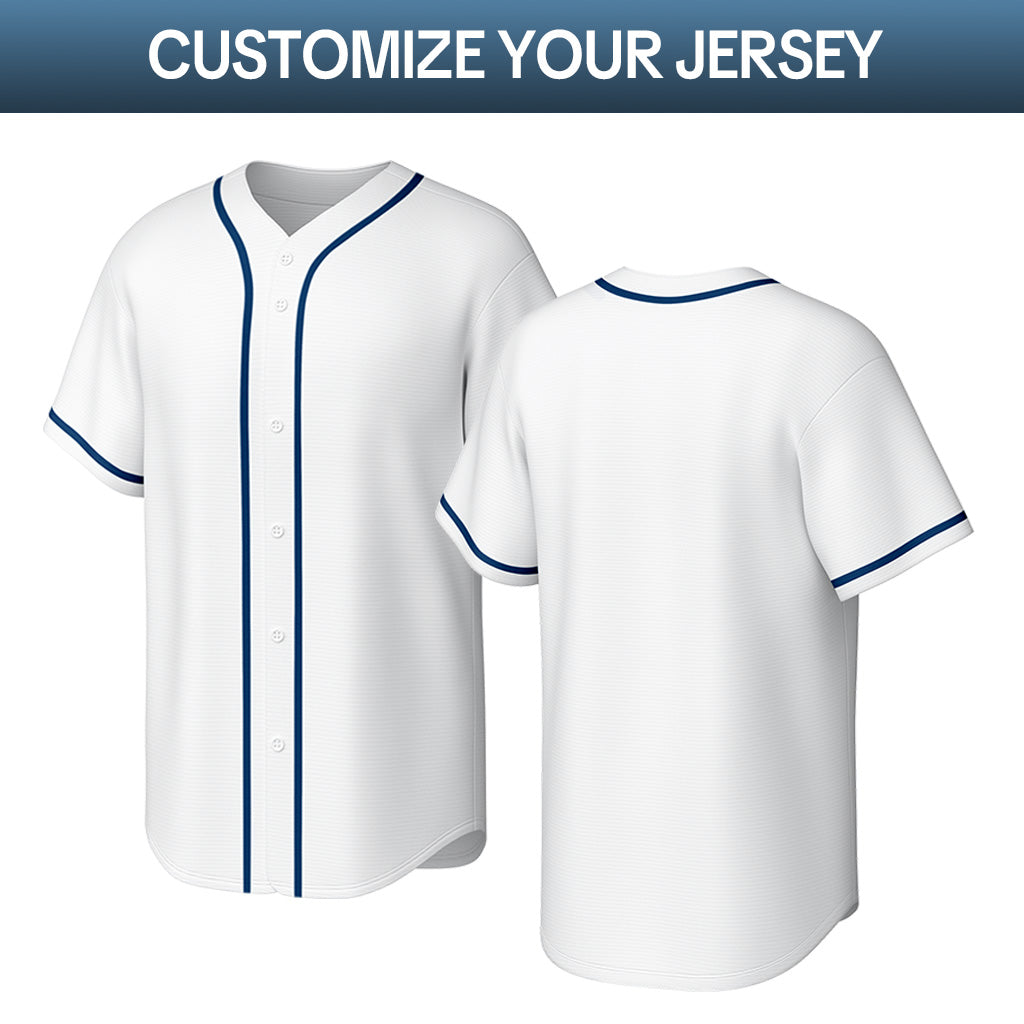 Custom Stitched Baseball Jersey White Red Navy | Personalized Name & Number | Team Uniform