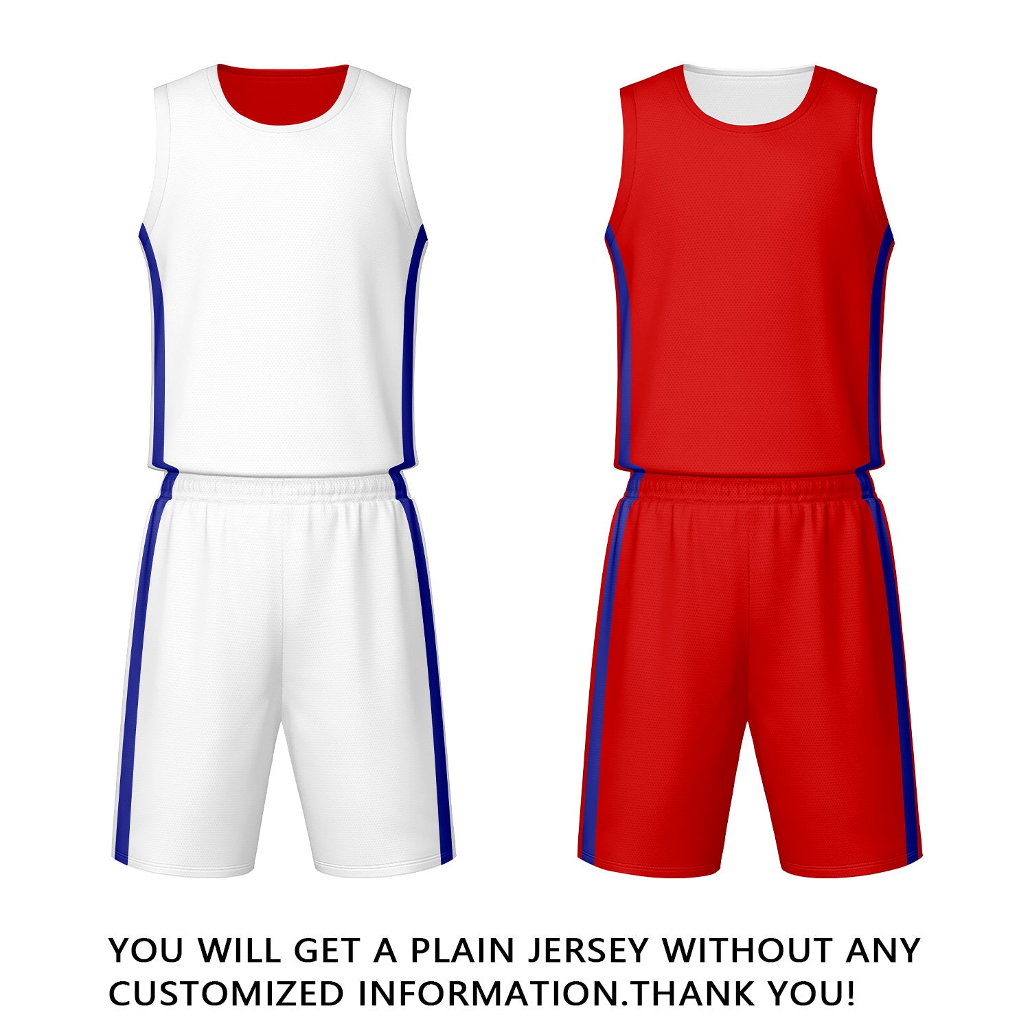 Custom White Red Reversible Basketball Jersey Set | Personalized Name Number Mesh Sports Uniform