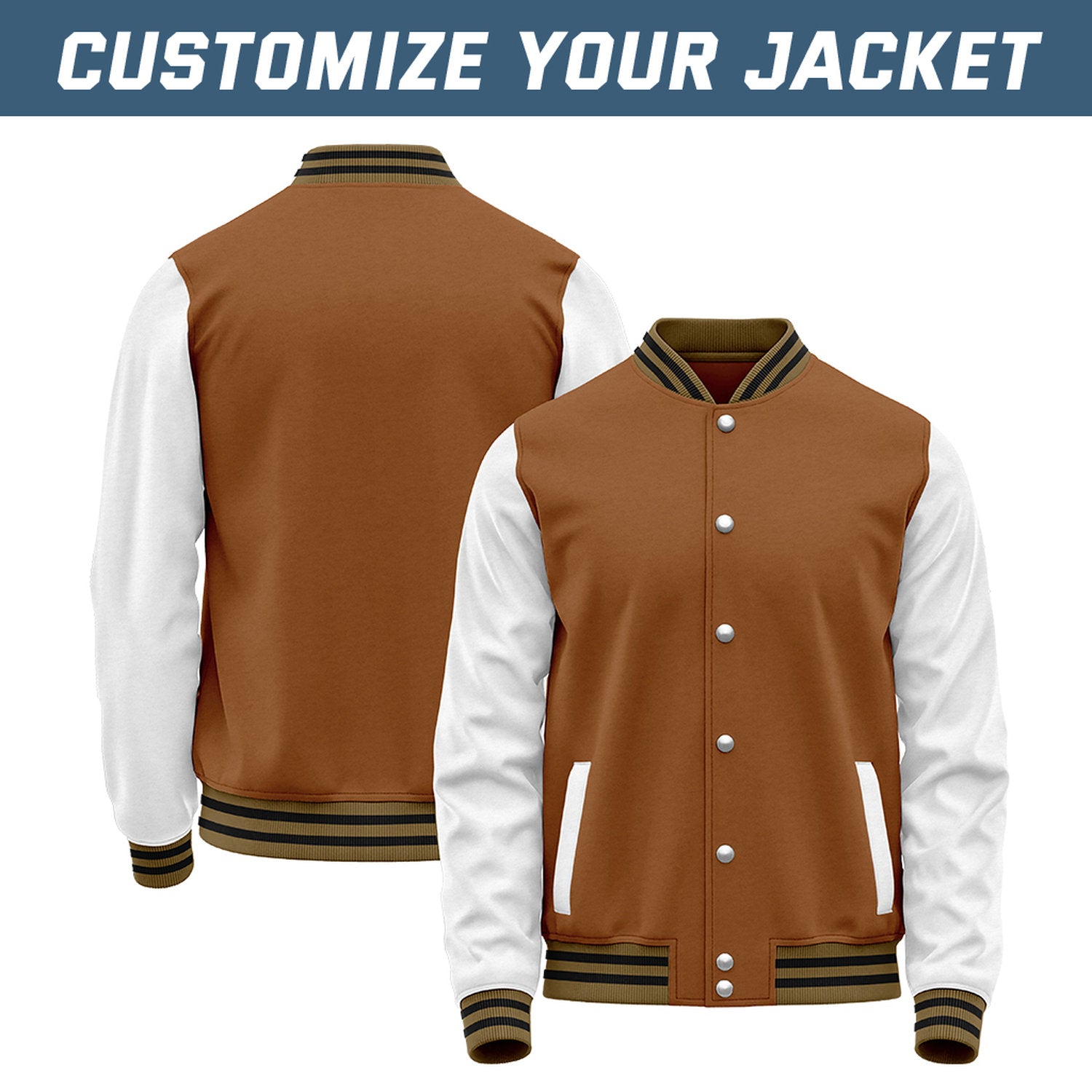 Custom Brown & White Baseball Bomber Jacket | Retro Collegiate Varsity & Letterman