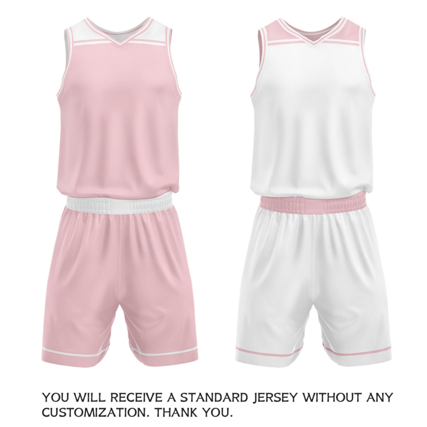 Custom Light Pink & White Reversible Basketball Jersey Set | Wholesale Team Uniform
