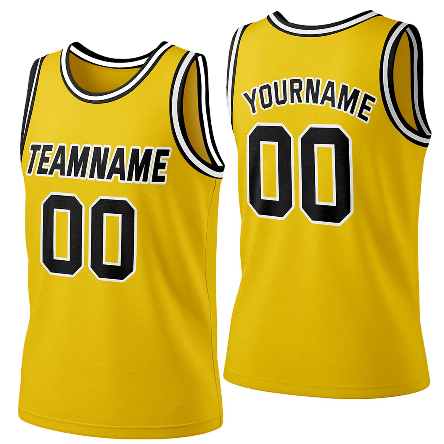 Custom yellow-black mesh basketball jersey by Vosoli | Personalized name & number team uniform for youth & adults