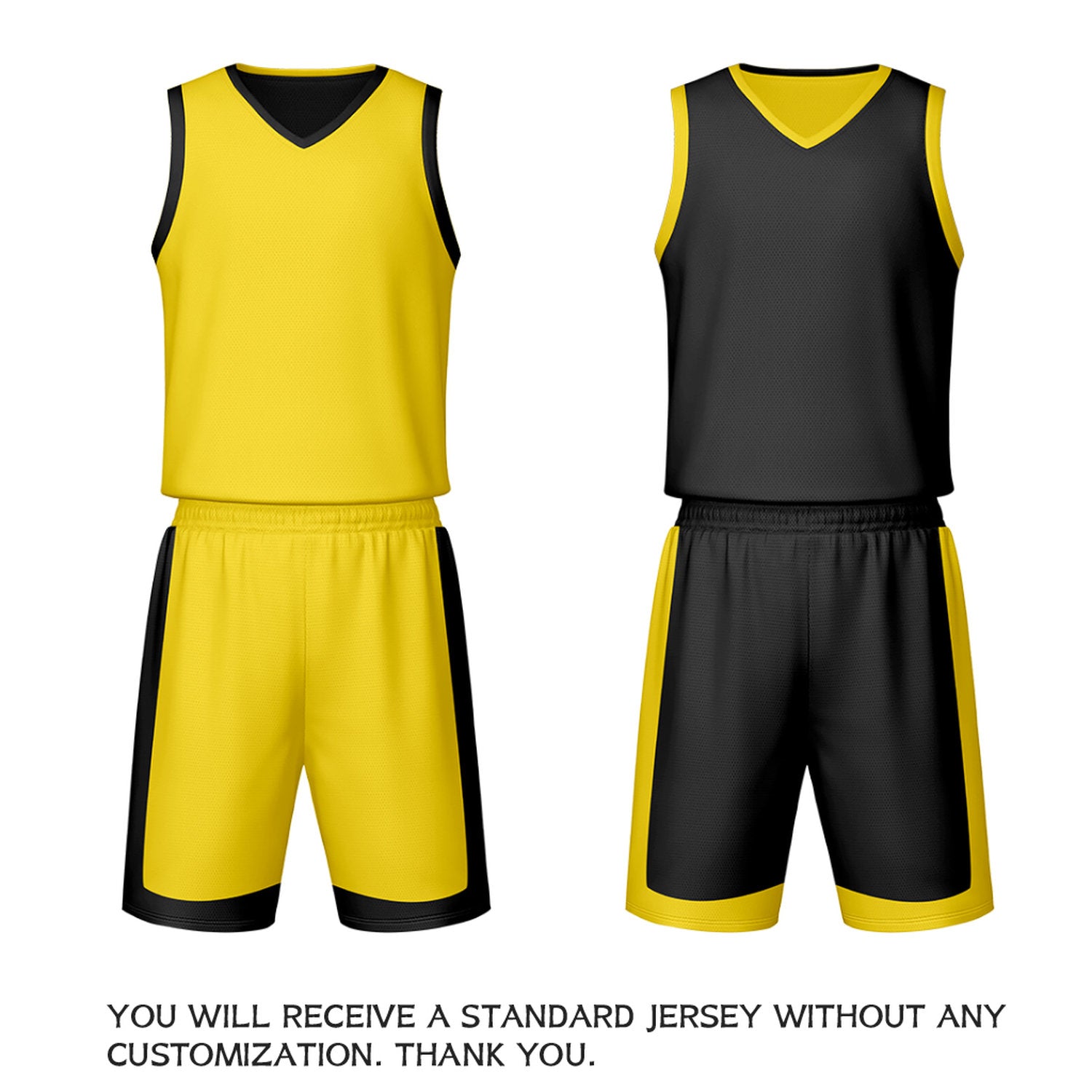 Custom Yellow Black Reversible Basketball Jersey Set | Personalized Name Number Mesh Sports Uniform