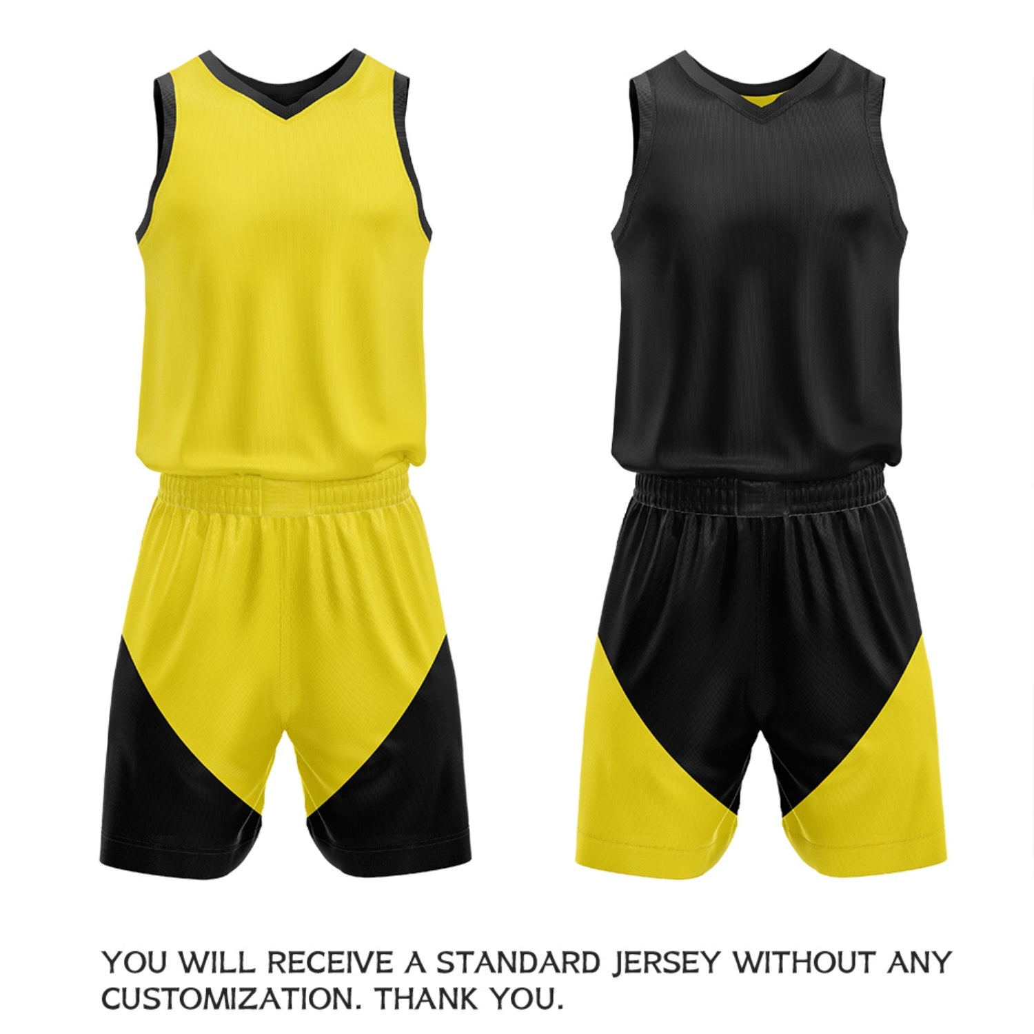 Custom Yellow & Black Reversible Basketball Uniform Set | Personalized Name Number Sports Jersey Shorts Kit