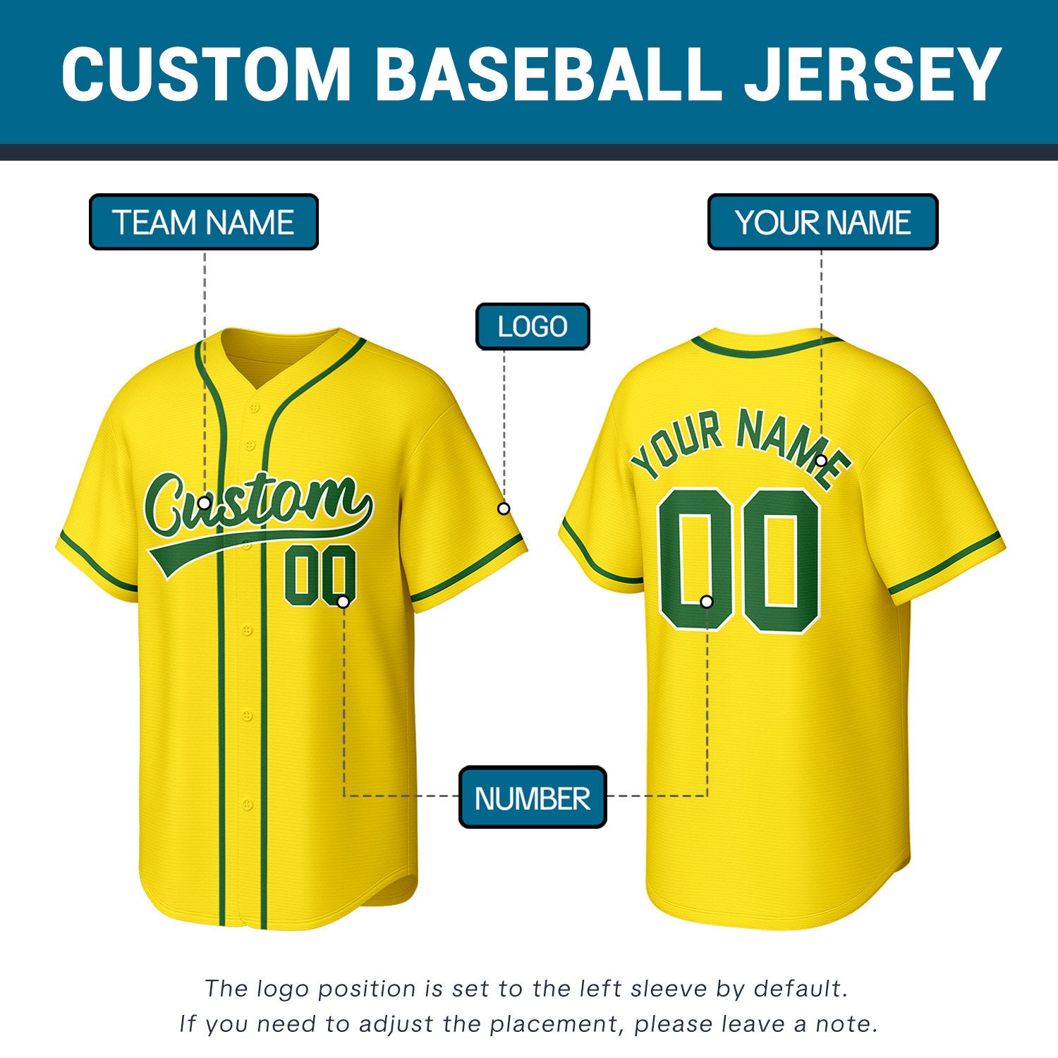 Custom Yellow & Green Personalized Baseball Jersey | Team Sports Uniform | Vosoli