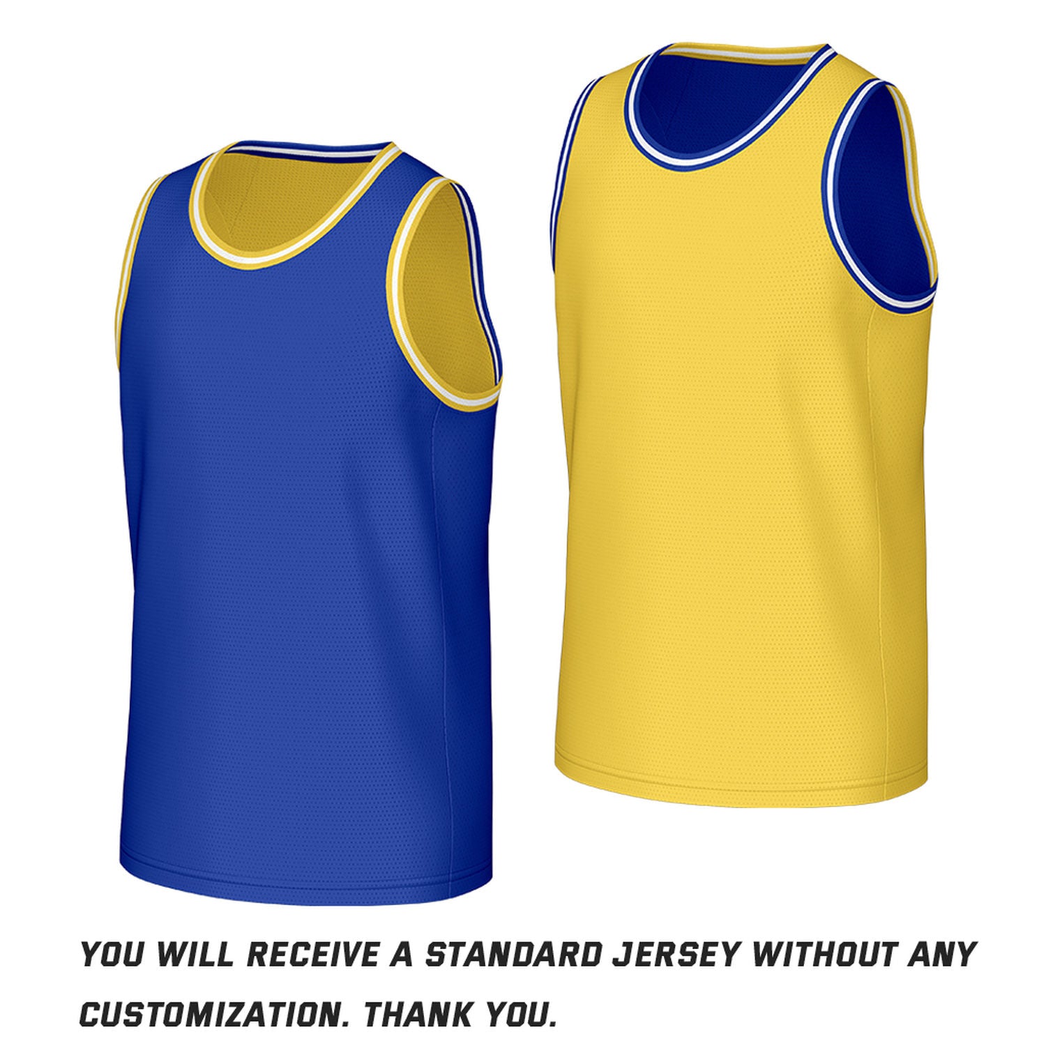 Custom Classic Double Trim Reversible Basketball Jersey Blue & Yellow Mesh Team Uniform for Adult Youth