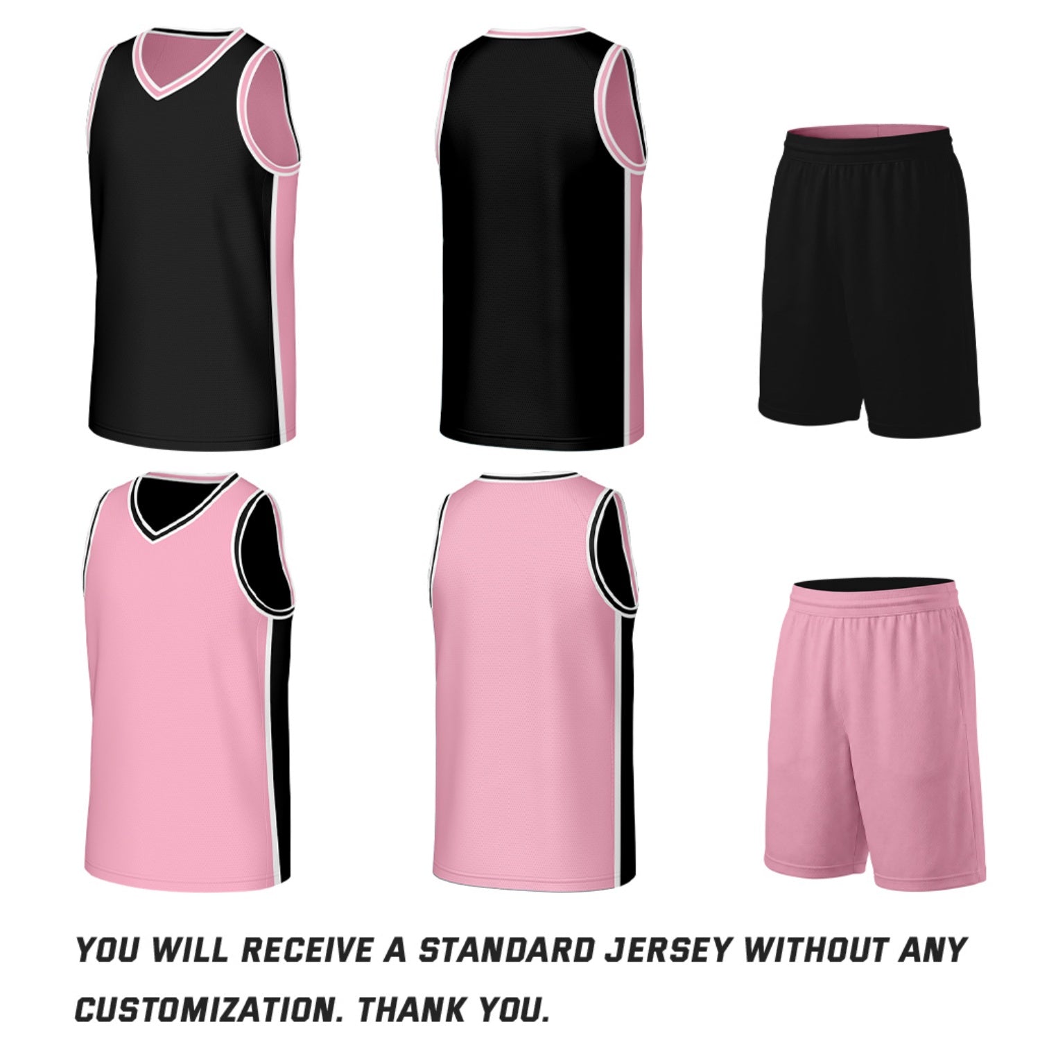 Custom Black & Pink Double Sided Basketball Uniform Set | Personalized Team Uniforms for Adult & Youth