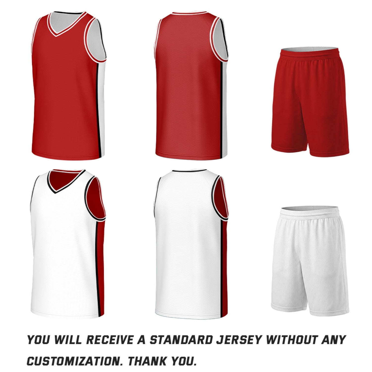 Custom Red & White Double Sided Basketball Uniform Set | Personalized Team Uniforms for Adult & Youth