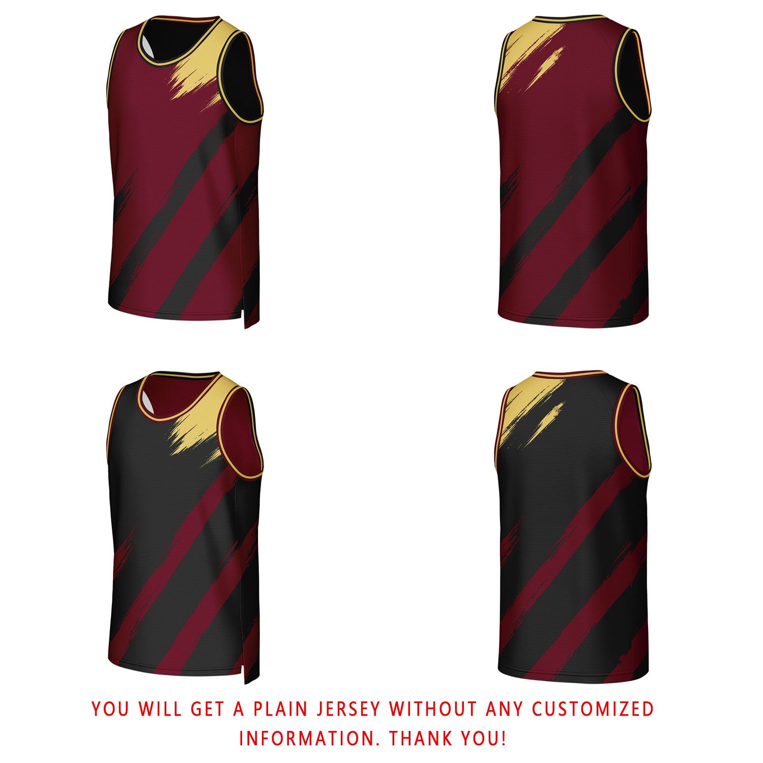Custom Maroon & Gold Brush Stroke Reversible Basketball Jersey | Personalized Team Uniforms for Adult & Youth