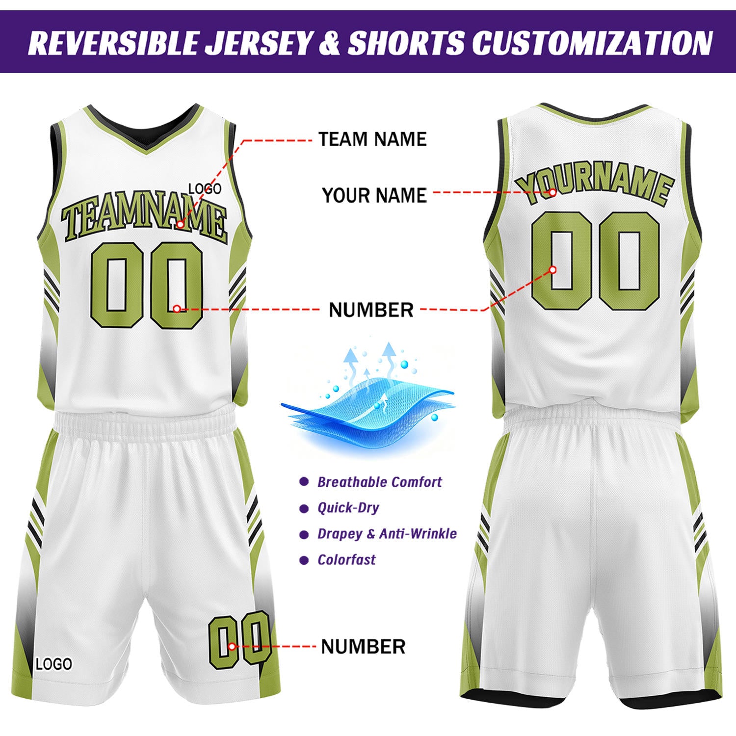 Custom Black & Lime Green Reversible Basketball Uniform Set | Personalized Team Jersey Kit