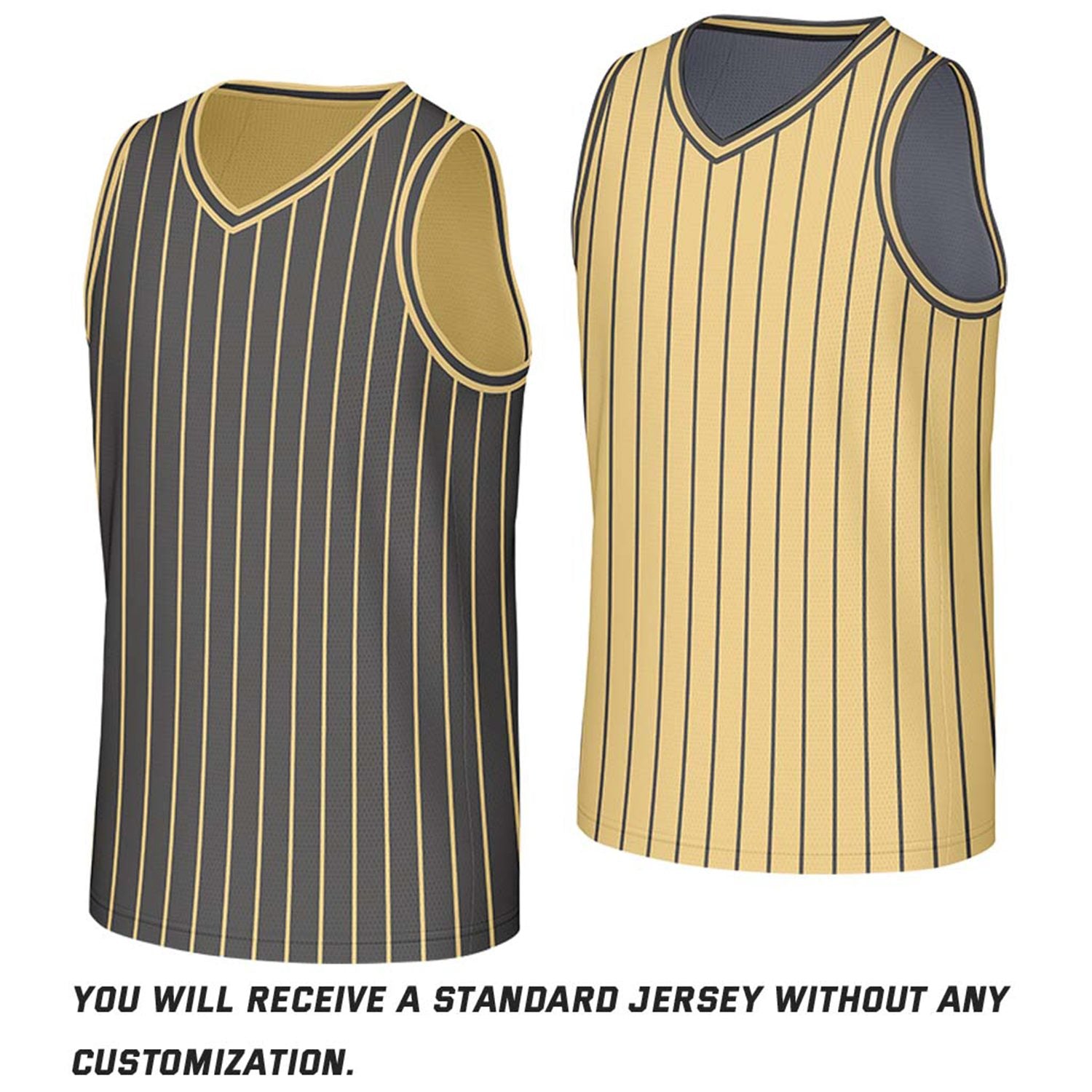 Custom Dark Grey & Gold Pinstripe Reversible Basketball Jersey | Personalized Name Number Mesh Sports Jersey