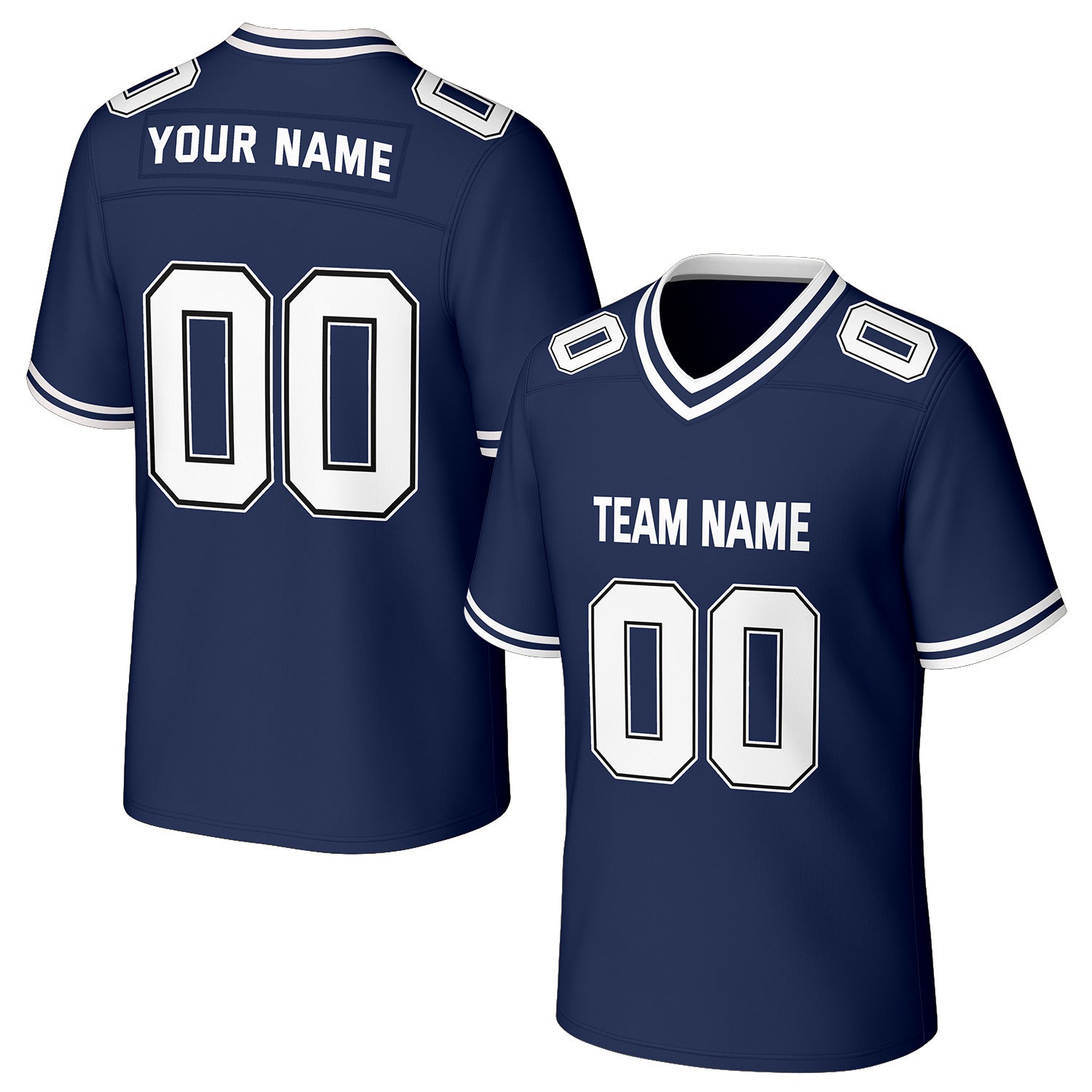Custom Navy & White Football Jersey | Personalized Football Team Uniform Top
