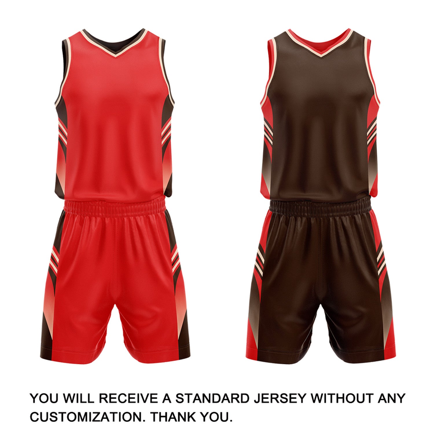 Custom Red & Brown Reversible Basketball Uniform Set | Personalized Team Jersey Kit