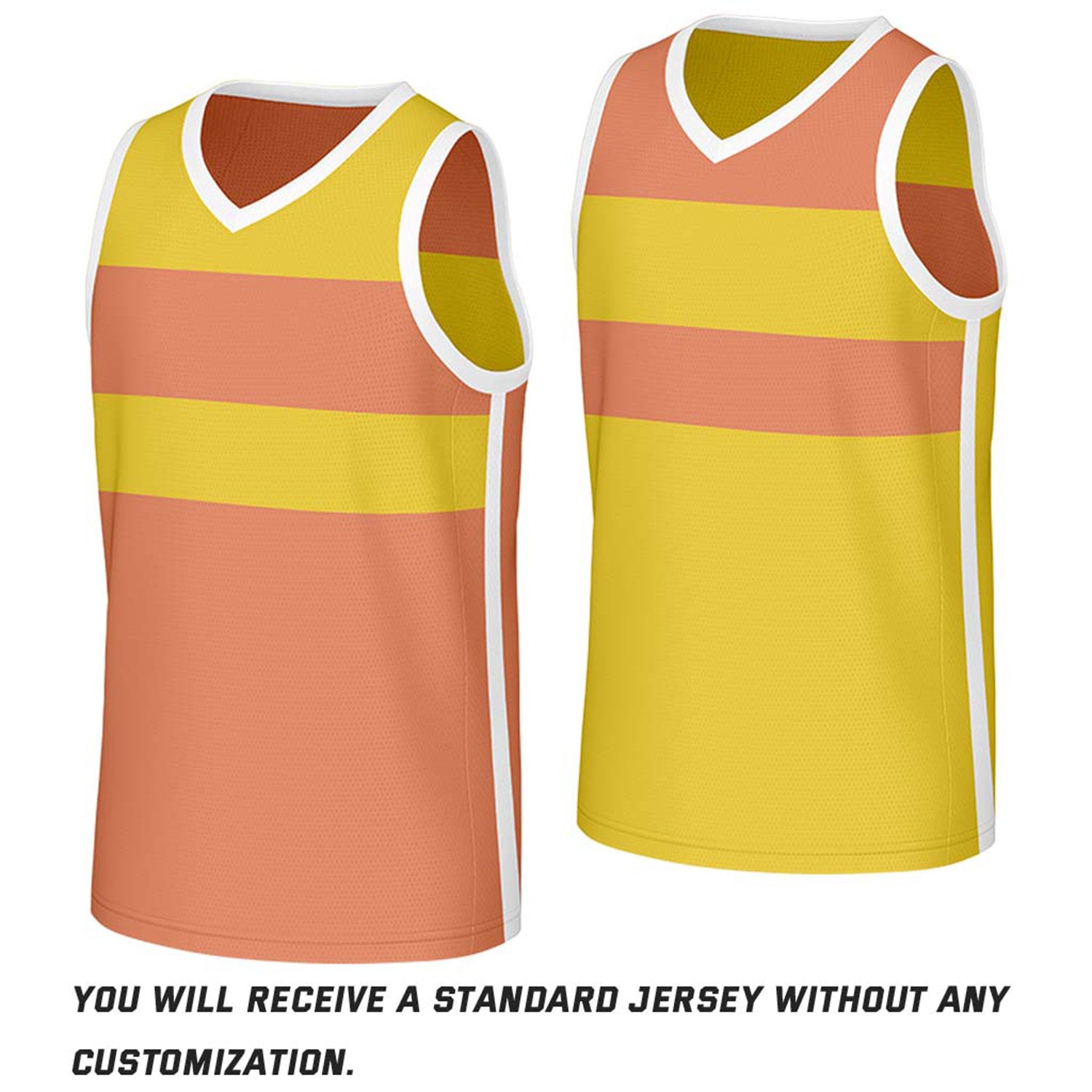Custom Yellow Peach Color‑Block Reversible Basketball Jersey | Personalized Name Number Mesh Sports Jersey