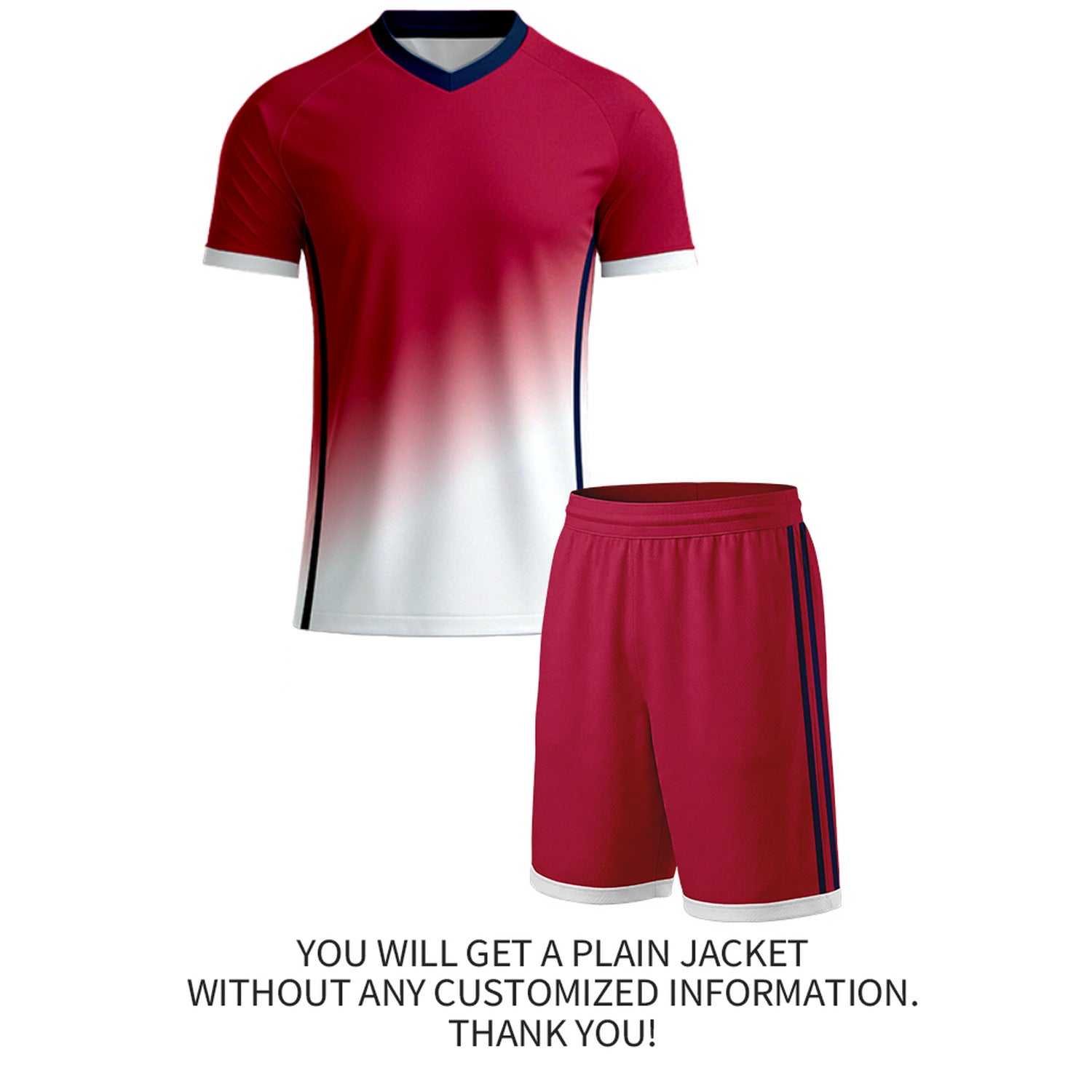 Customized Red & White Gradient Soccer Uniform Set | Personalized Jersey & Shorts for Youth & Adult Soccer Teams