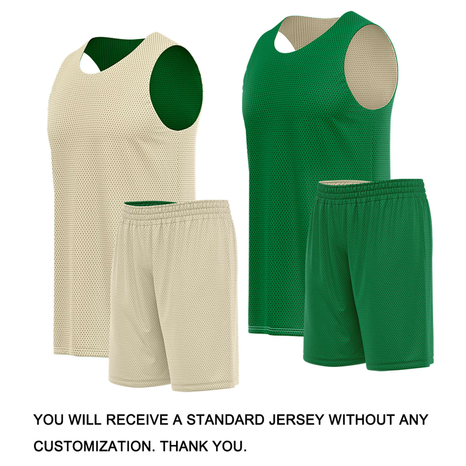 Custom Cream & Kelly Green Double Sided Basketball Uniform Set | Breathable Mesh Tank Top and Shorts