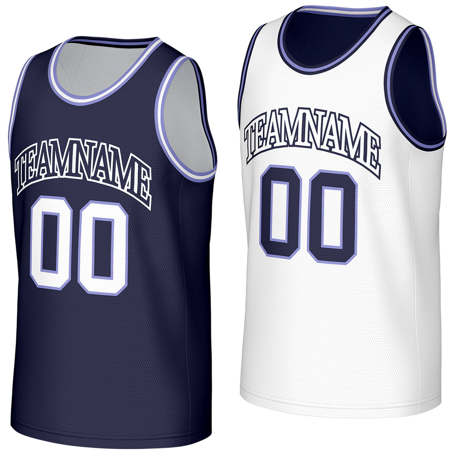 express custom basketball jerseys navy white reversible by Vosoli, personalized team name, number & logo, breathable mesh dual sided basketball jersey for team games