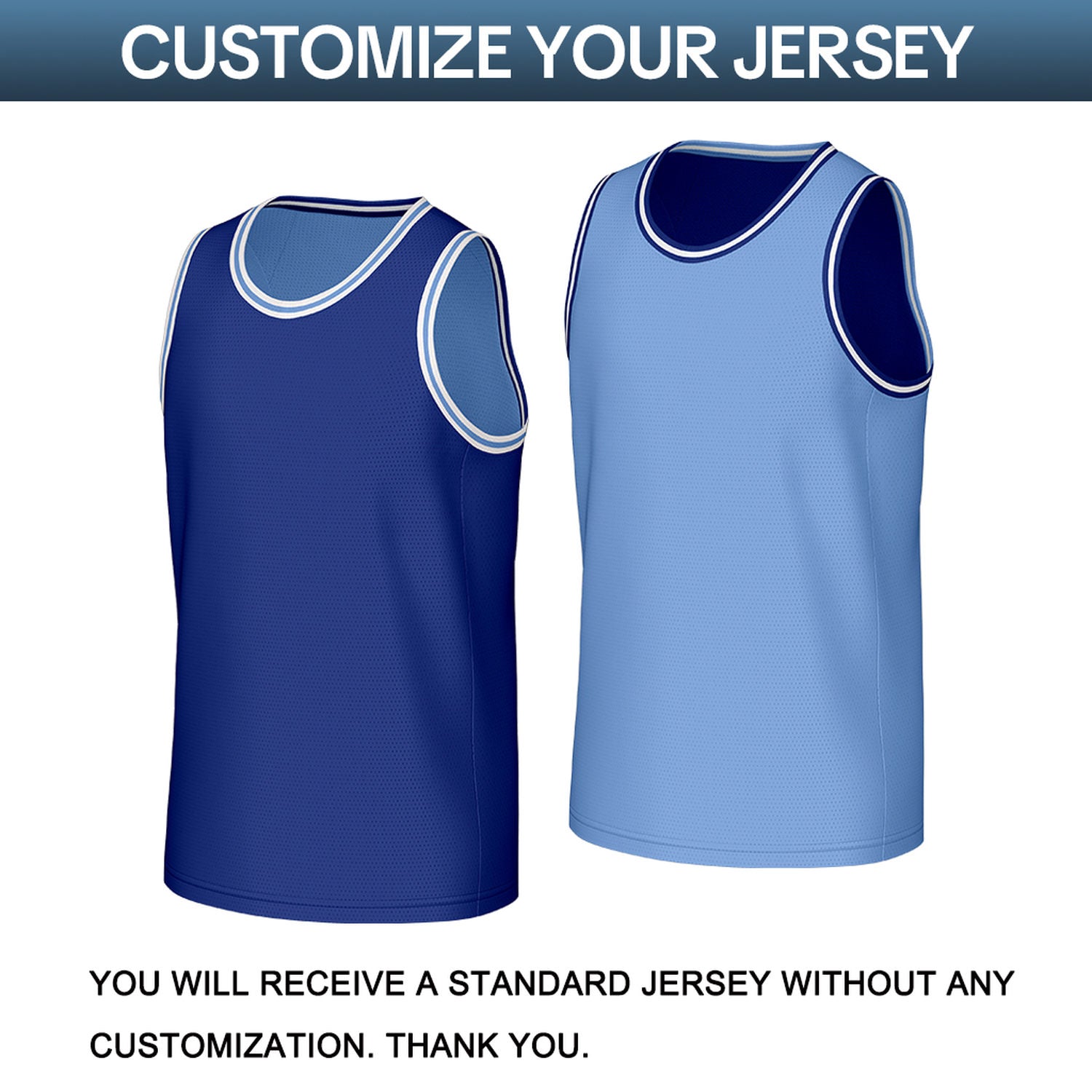 Custom Dark Blue & Light Blue Reversible Basketball Jersey | Personalized Sleeveless Mesh Jersey for Men Women Youth