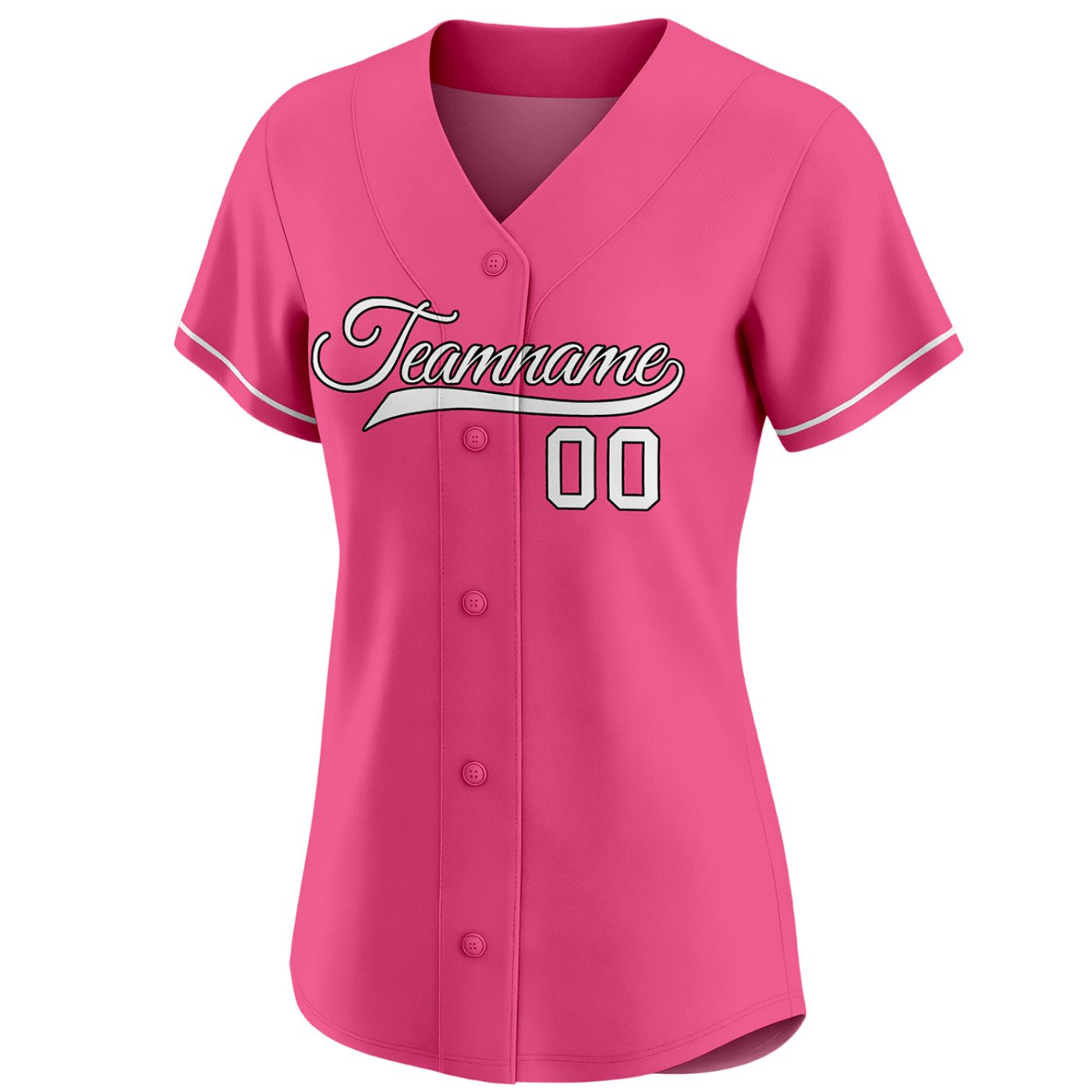 Custom Women's Baseball Jersey - Hot Pink Button Down Softball Shirt