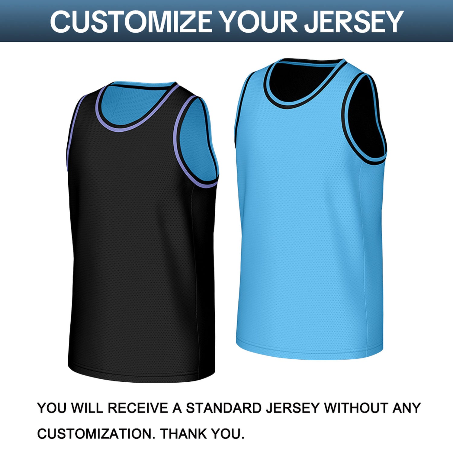 Custom Black & Light Blue Reversible Basketball Jersey | Personalized Sleeveless Mesh Jersey for Men Women Youth