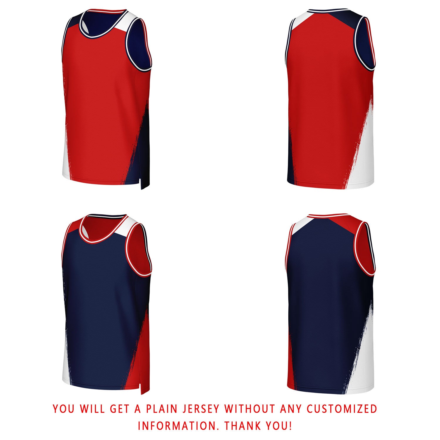 Custom Red & Navy Brush Stroke Reversible Basketball Jersey | Personalized Team Uniforms for Adult & Youth