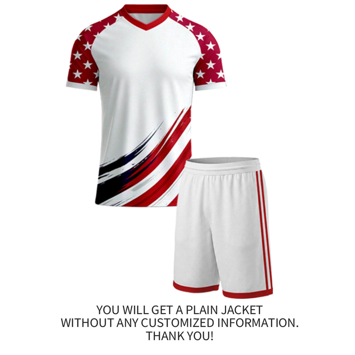 Personalized White & Star Sleeve Brush Soccer Uniform Set | Custom Jersey & Shorts for Youth & Adult Soccer Teams