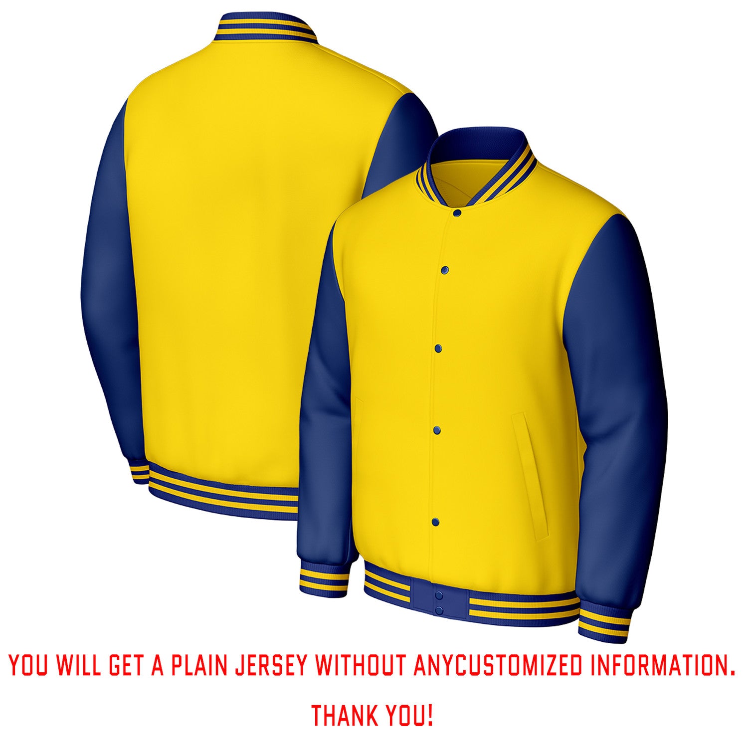 Custom Yellow & Navy Varsity Baseball Jacket | Personalized Letterman Baseball Bomber for Adult & Youth
