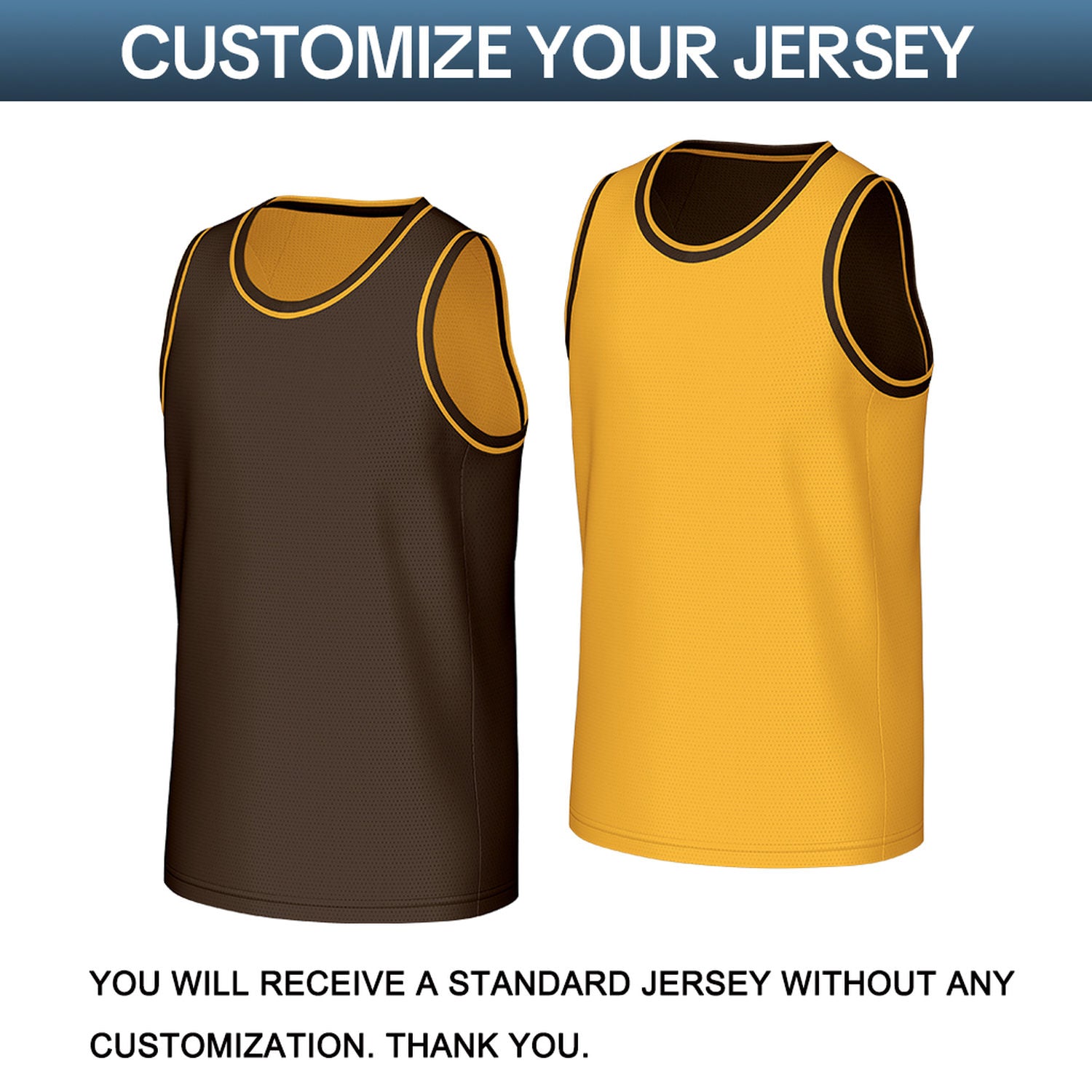 Custom Brown & Gold Reversible Basketball Jersey | Personalized Sleeveless Mesh Jersey for Adult Youth