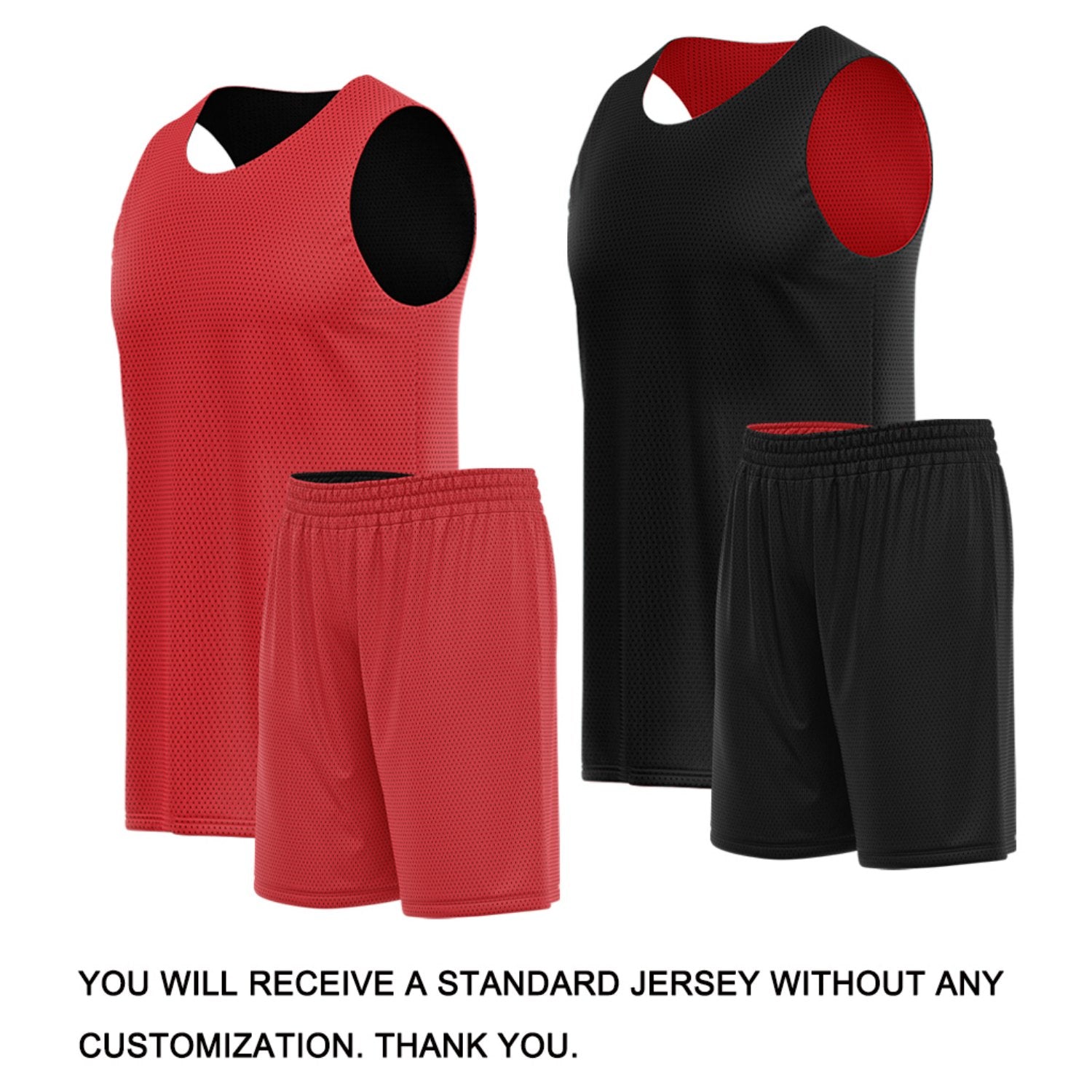 Custom Red & Black Double Sided Basketball Uniform Set | Breathable Mesh Tank Top and Shorts