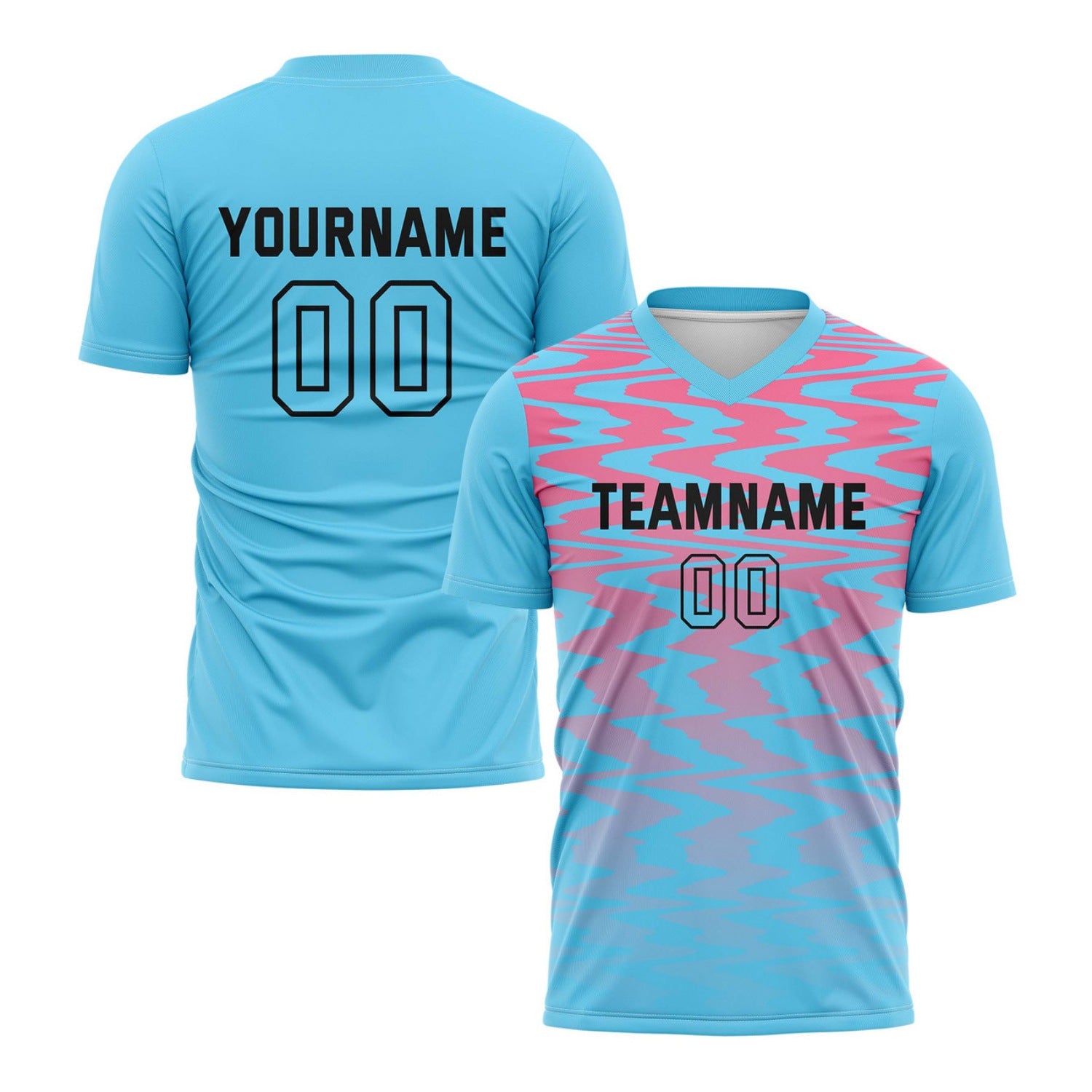 Custom Aqua & Pink Wave Pattern Soccer Jersey for Teams & Individuals | Vosoli