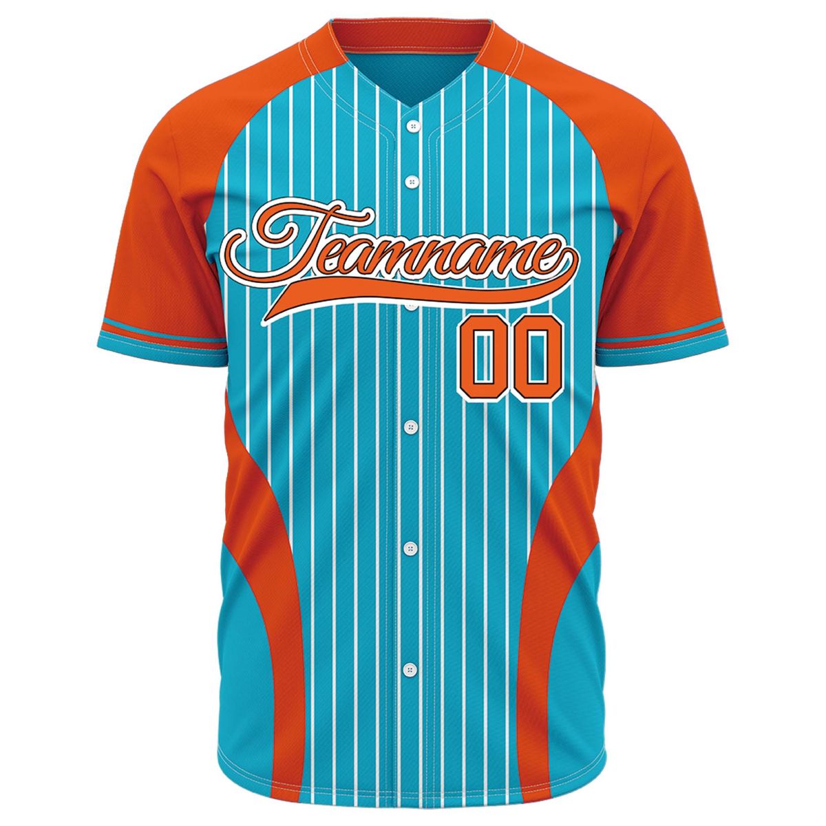 VOSOLI Custom Aqua & Orange Pinstripe Baseball Jersey - Sublimated Athletic Gear