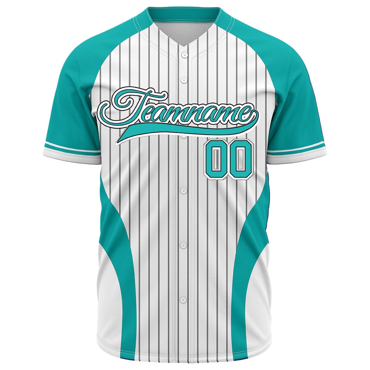 VOSOLI Custom Aqua & White Pinstripe Baseball Jersey - Sublimated Athletic Uniform