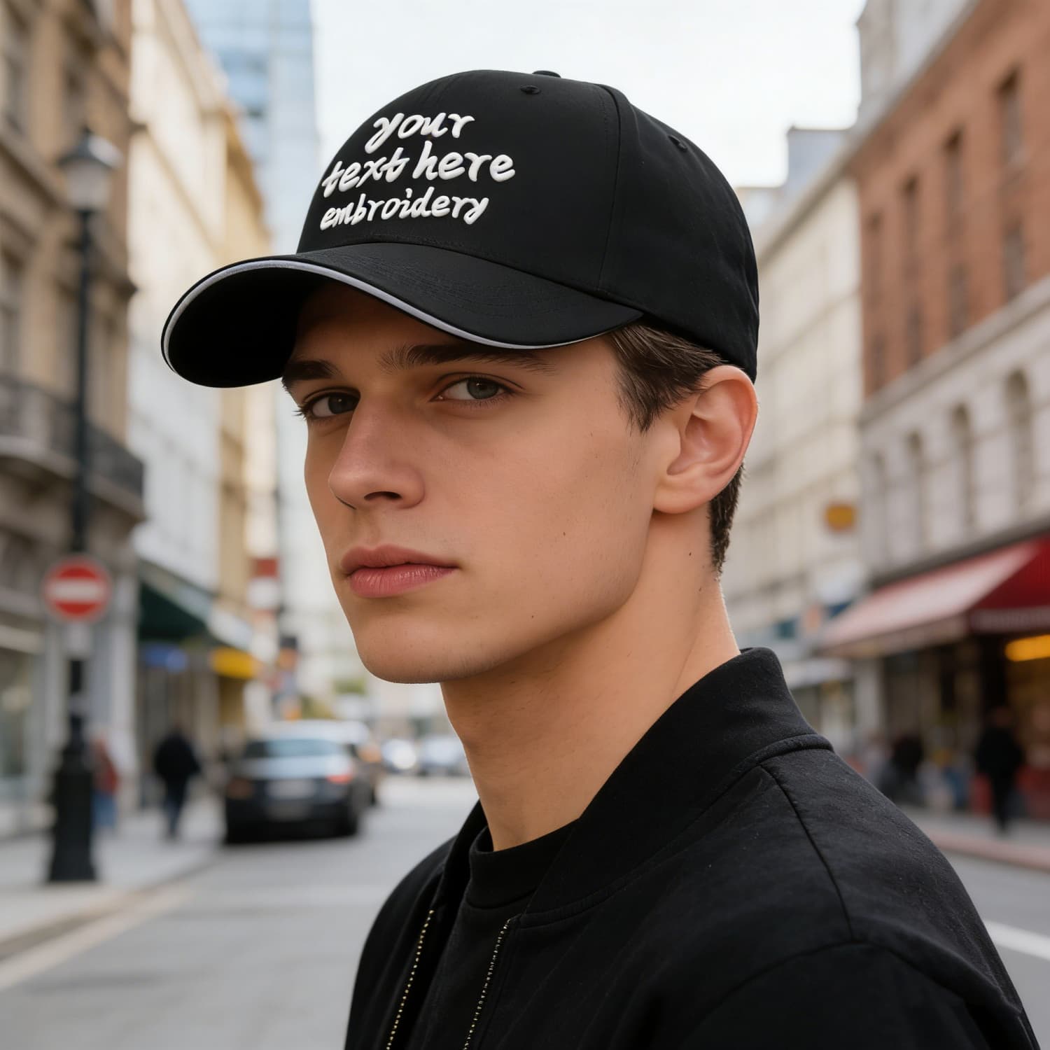 Vosoli Black Contrast Brim Unisex Baseball Cap - Team Custom Embroider or Print Personalized Hat