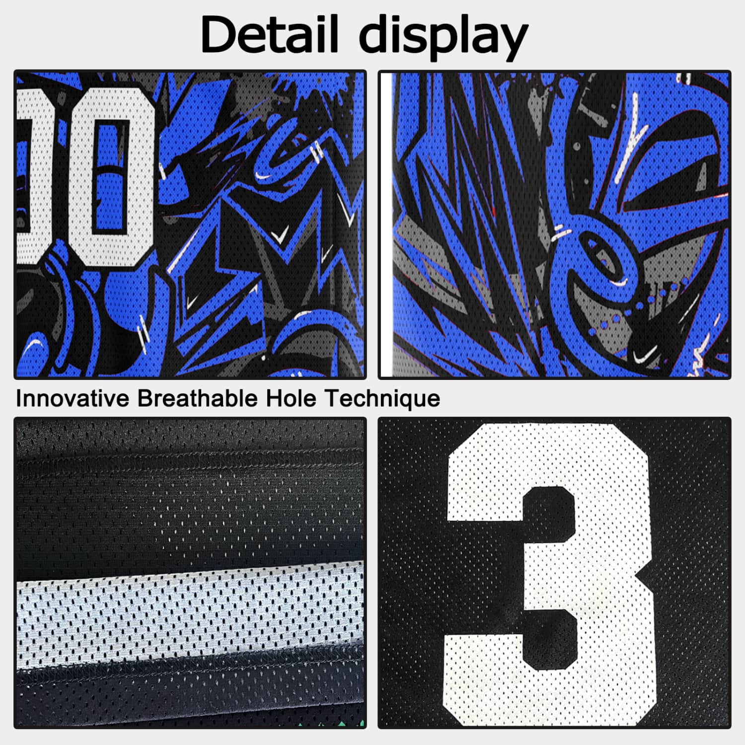 Custom Reversible Basketball Jersey for Individuals & Teams – Black Blue Graffiti | Vosoli