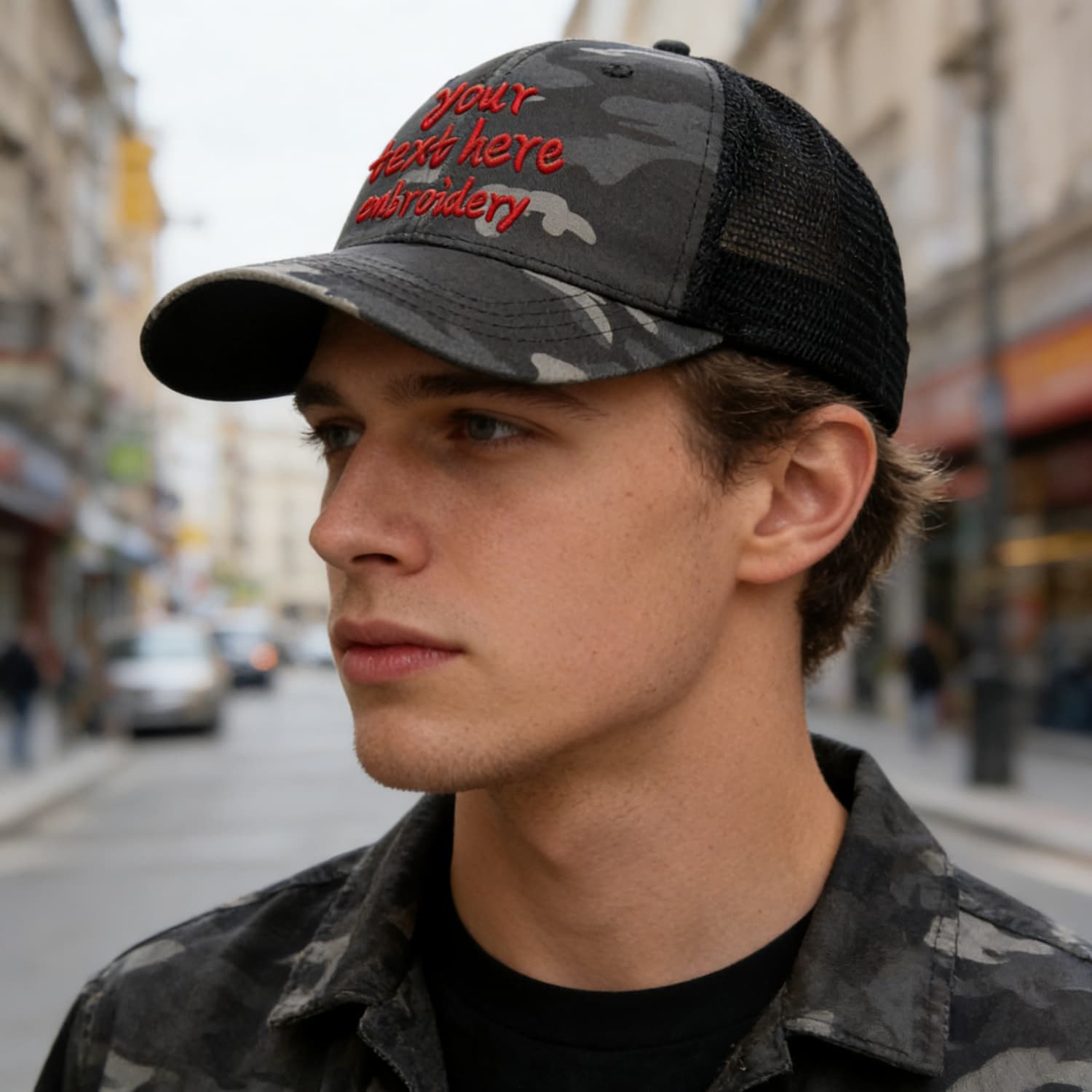 Vosoli Black Camo Trucker Hat - Team Custom Embroider or Print Personalized Cap