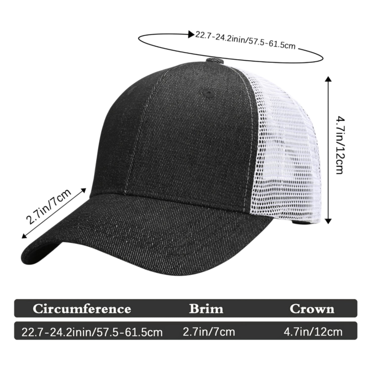 Vosoli Black White Denim Trucker Hat - Team Custom Embroider or Print Personalized Cap
