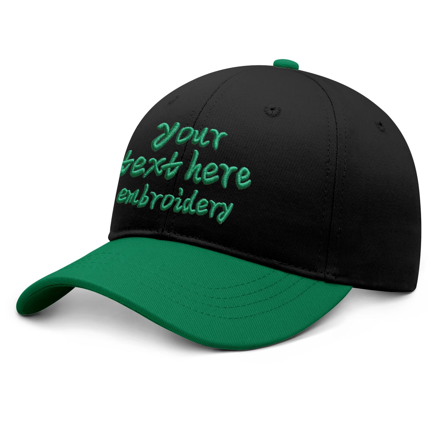 Vosoli Black Forest Green Two-Tone Baseball Cap - Unisex Custom 3D Embroidery or Print