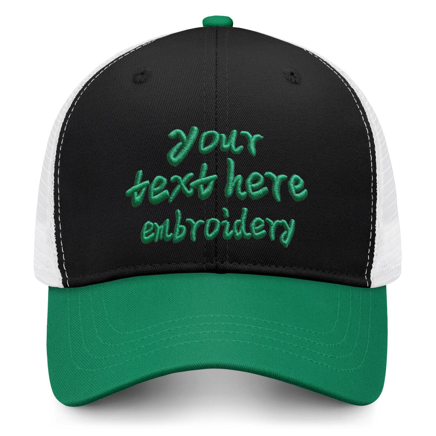 Vosoli Black & Forest Green Two-Tone Baseball Trucker Hat - Unisex Custom 3D Embroidery or Print