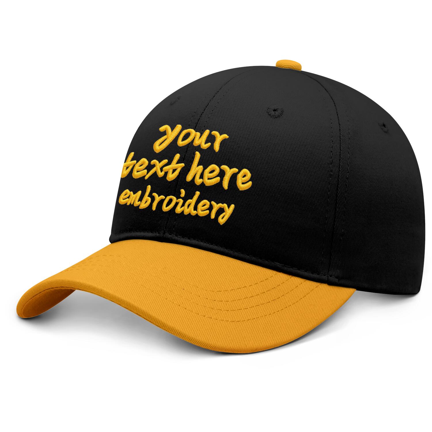 Vosoli Black Gold Two-Tone Baseball Cap - Unisex Custom 3D Embroidery or Print